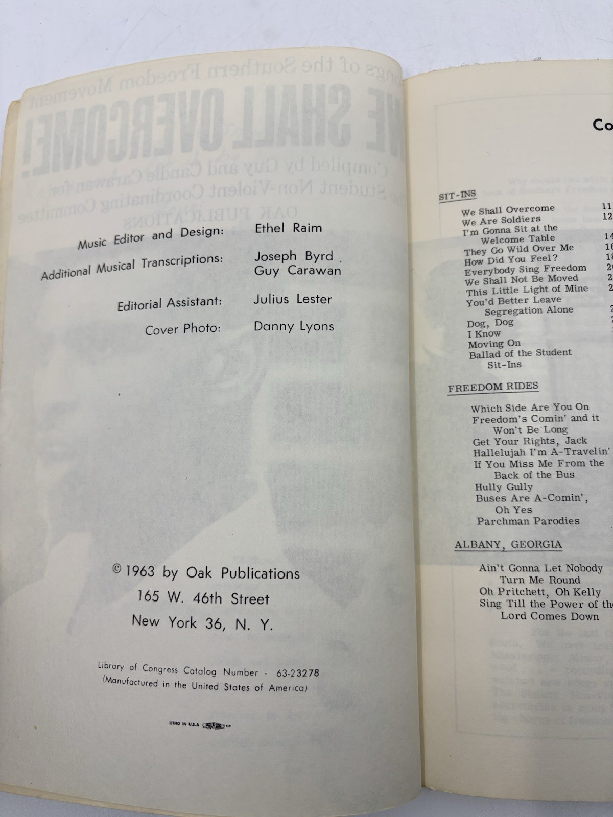 1963 Songs of Southern Freedom Movement We Shall Overcome Civil Rights