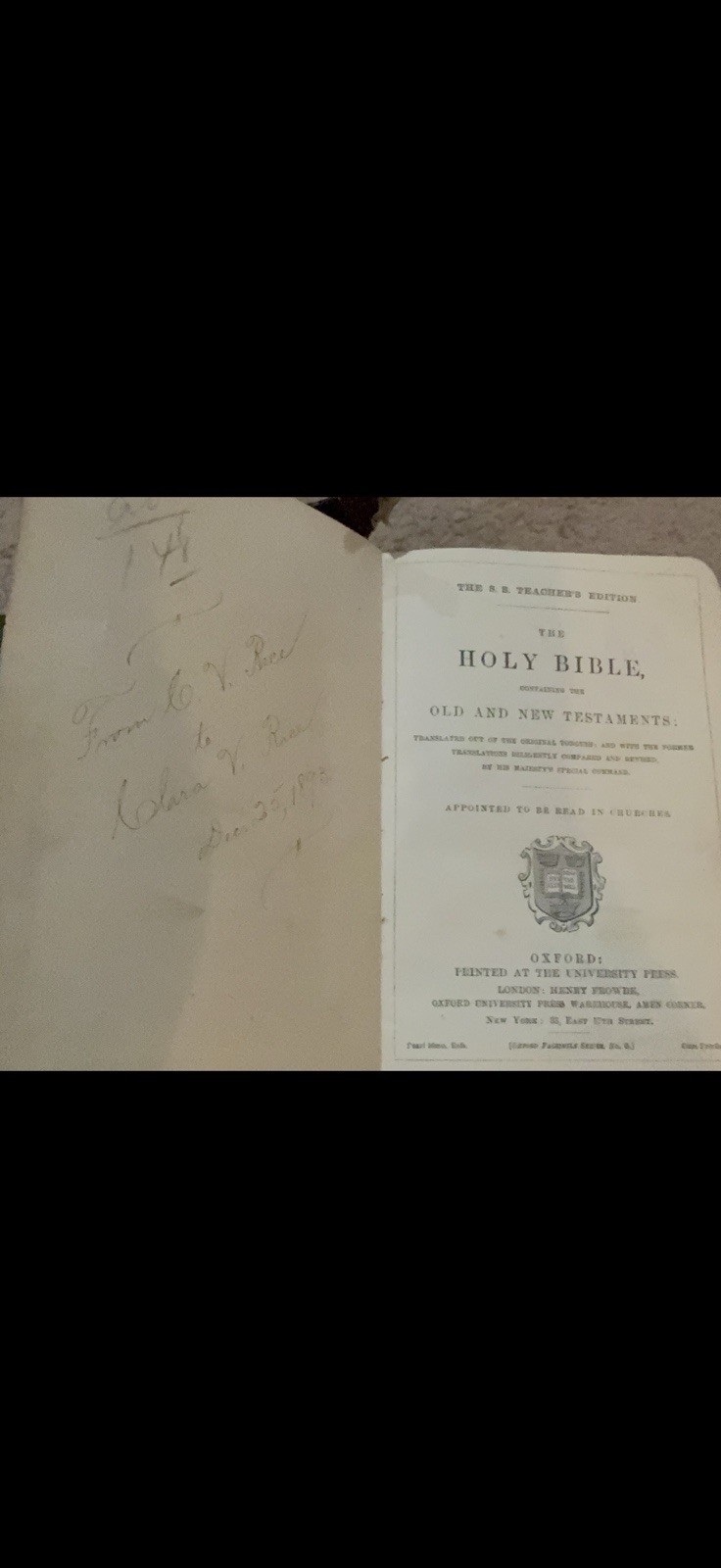 1890’s OXFORD HOLY BIBLE S. S. TEACHER’S The University Press Oxford London