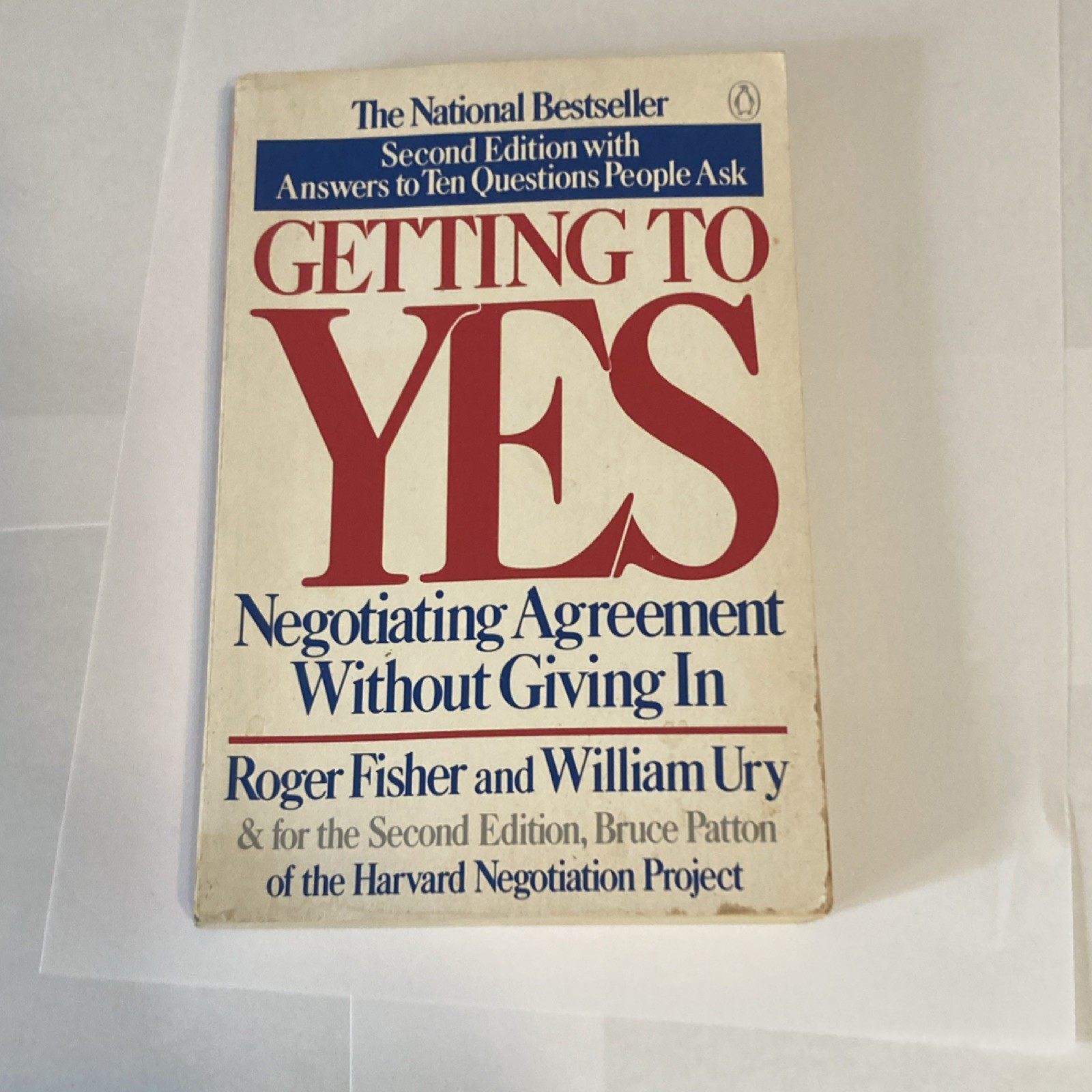 Getting to Yes by Fisher, Ury & Patton Paperback Penguin Second Edition