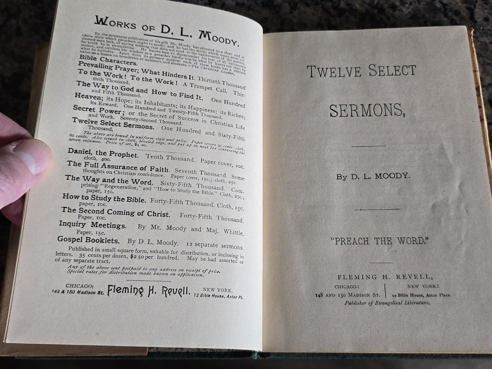 RARE 1881 Twelve Select Sermons Dwight Moody Fleming H. Revell WITH DUST JACKET