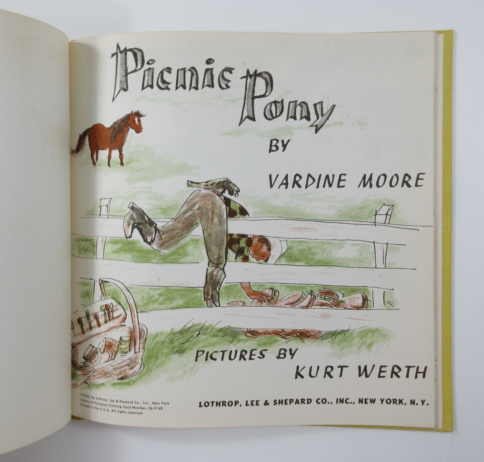 Vintage Childrens Illustrated Picture Book Picnic Pony Moore Werth 1st DJ 1956