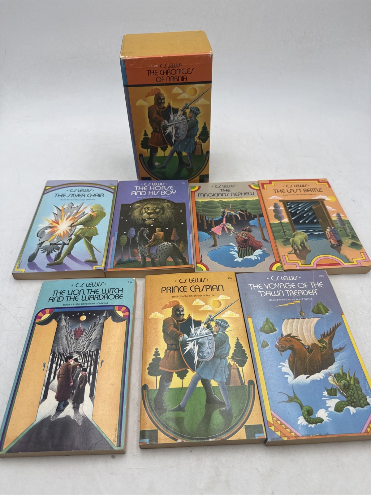 THE CHRONICLES OF NARNIA Box Set Paperback 1972 8th Printing C. S. Lewis RARE VG