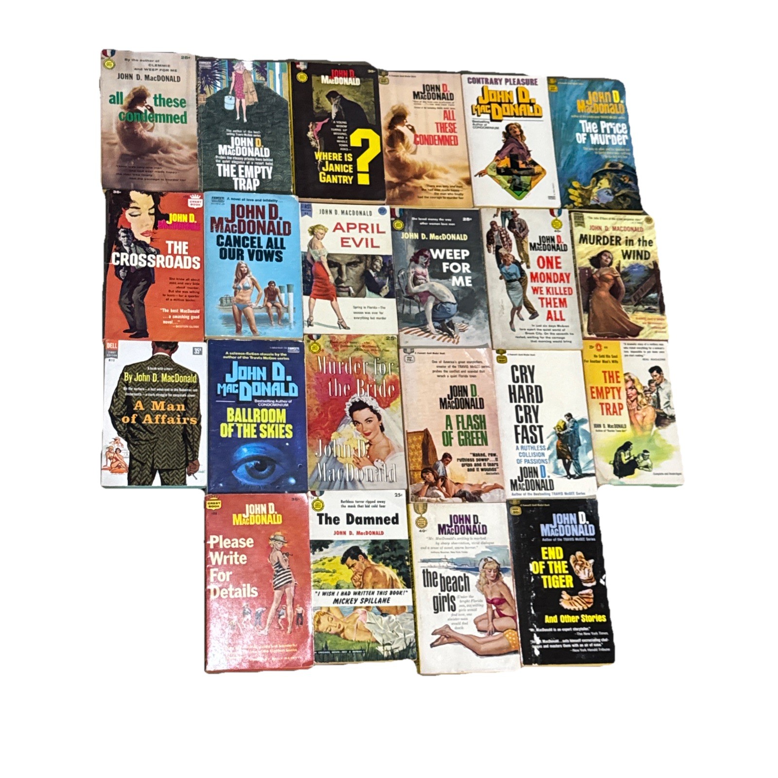 Vintage John D MacDonald Paperback Book Lot 22 Pulp Crime Mystery Sci-Fi Dell