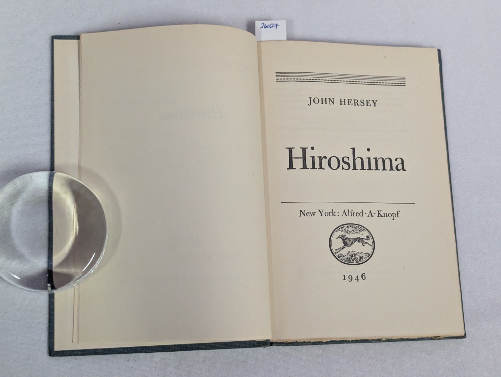 VINTAGE 1946 HIROSHIMA JOHN HERSEY ATOMIC BOMB WWII Alfred Knopf HB 118 pages