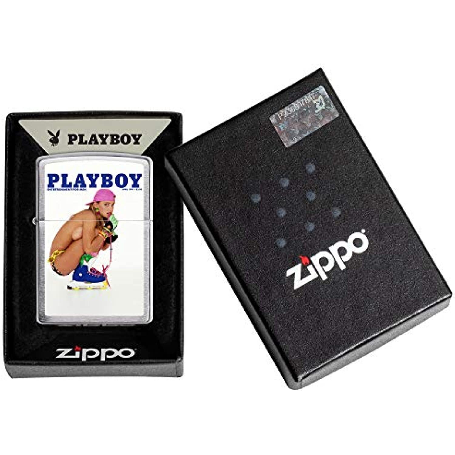 Zippo Playboy April 1991 Cover Satin Chrome Windproof Lighter NEW RARE