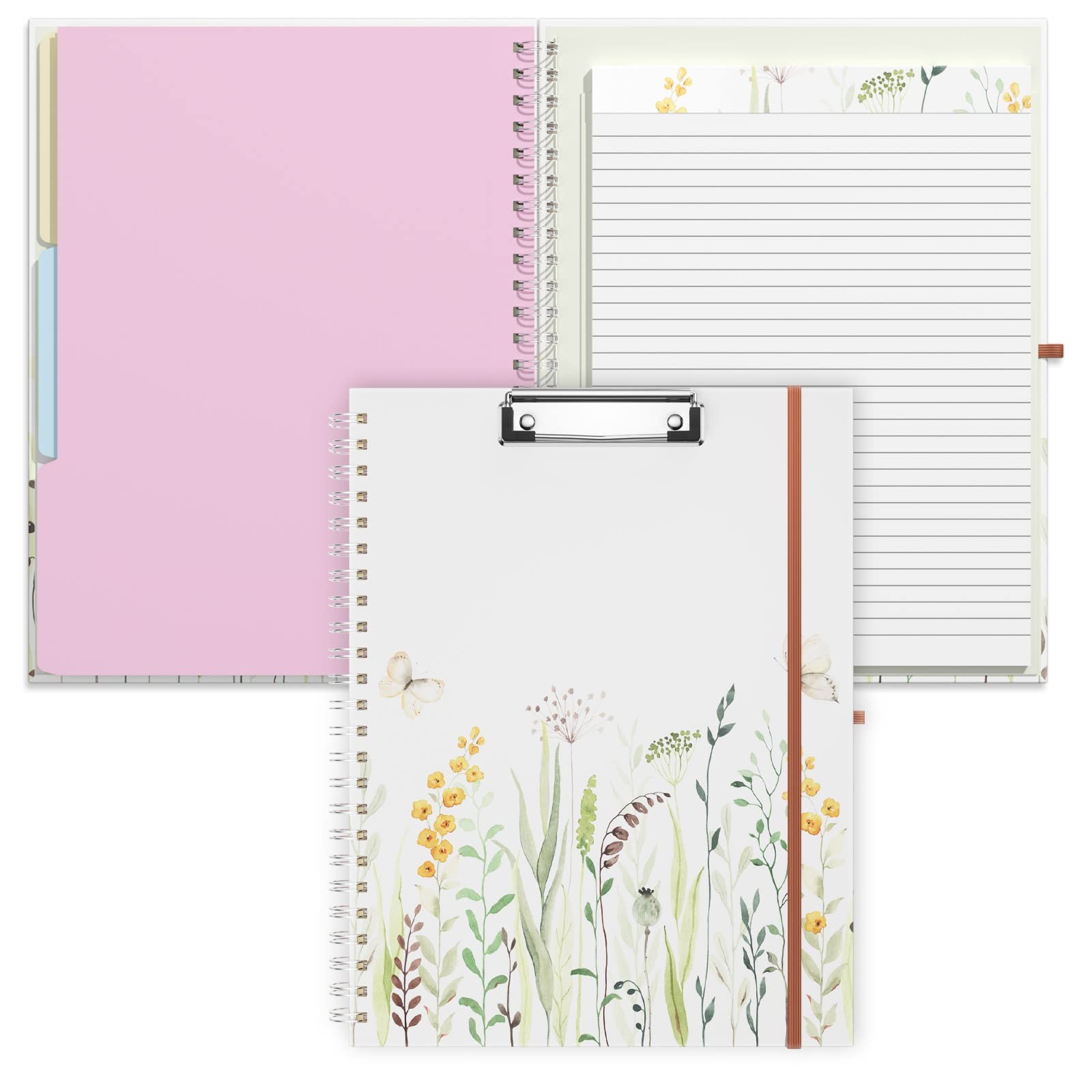 Spiral Clipboard Folio with Refillable Lined Notepad, 14.5 x 9.8 In, Hardcove…