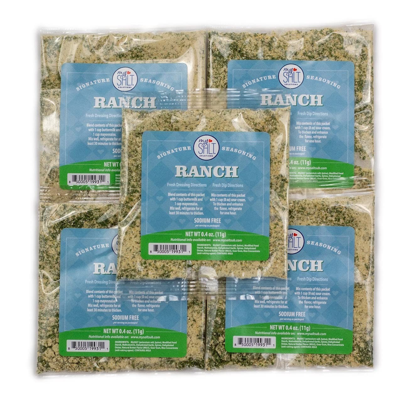 MySALT Ranch Dressing Mix – 5 Pack – Sodium-Free 0.2 Ounce (Pack of 5)