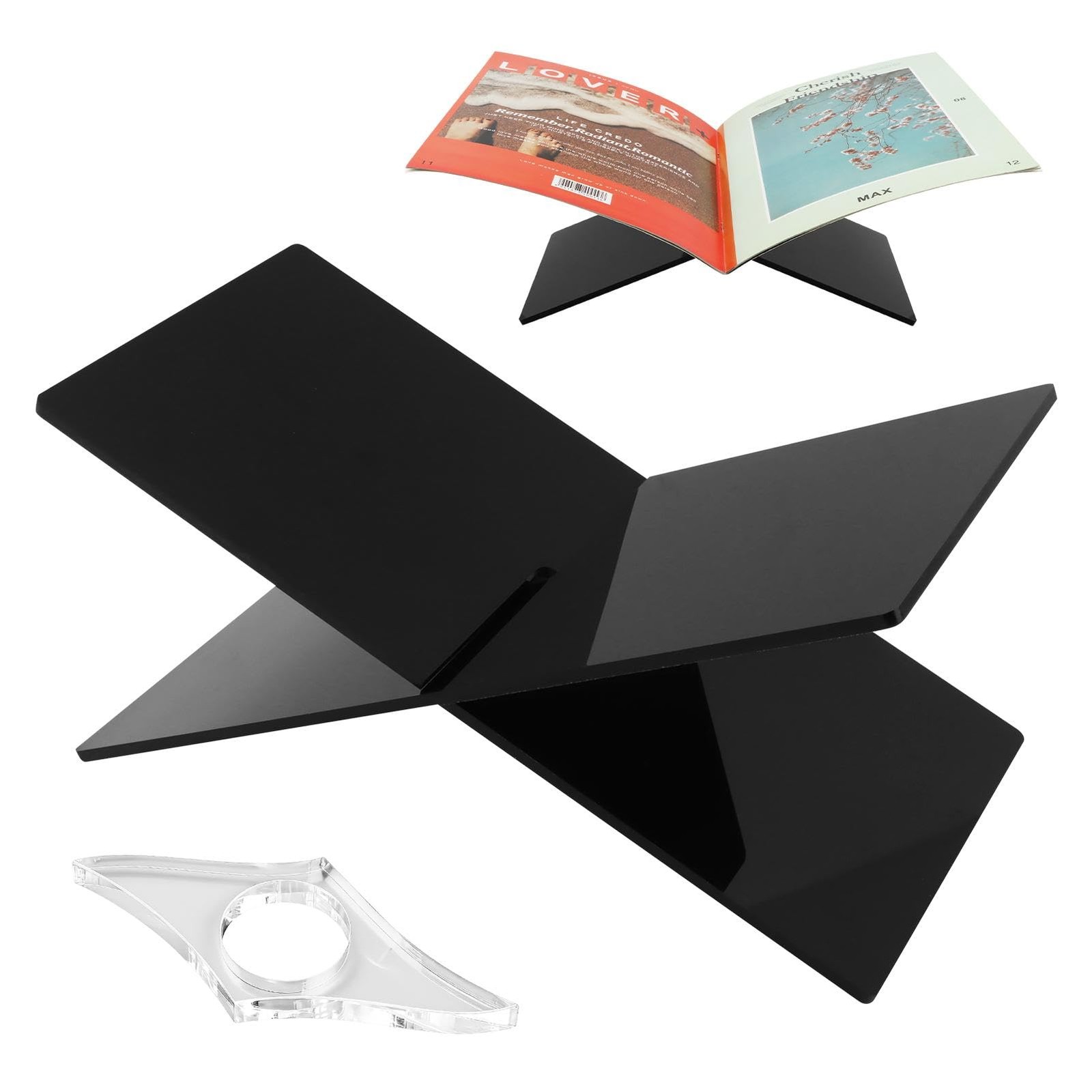 Large Clear Acrylic Book Stand, 13 x 7 x 5 in Display Stand 0.2 in Thick
