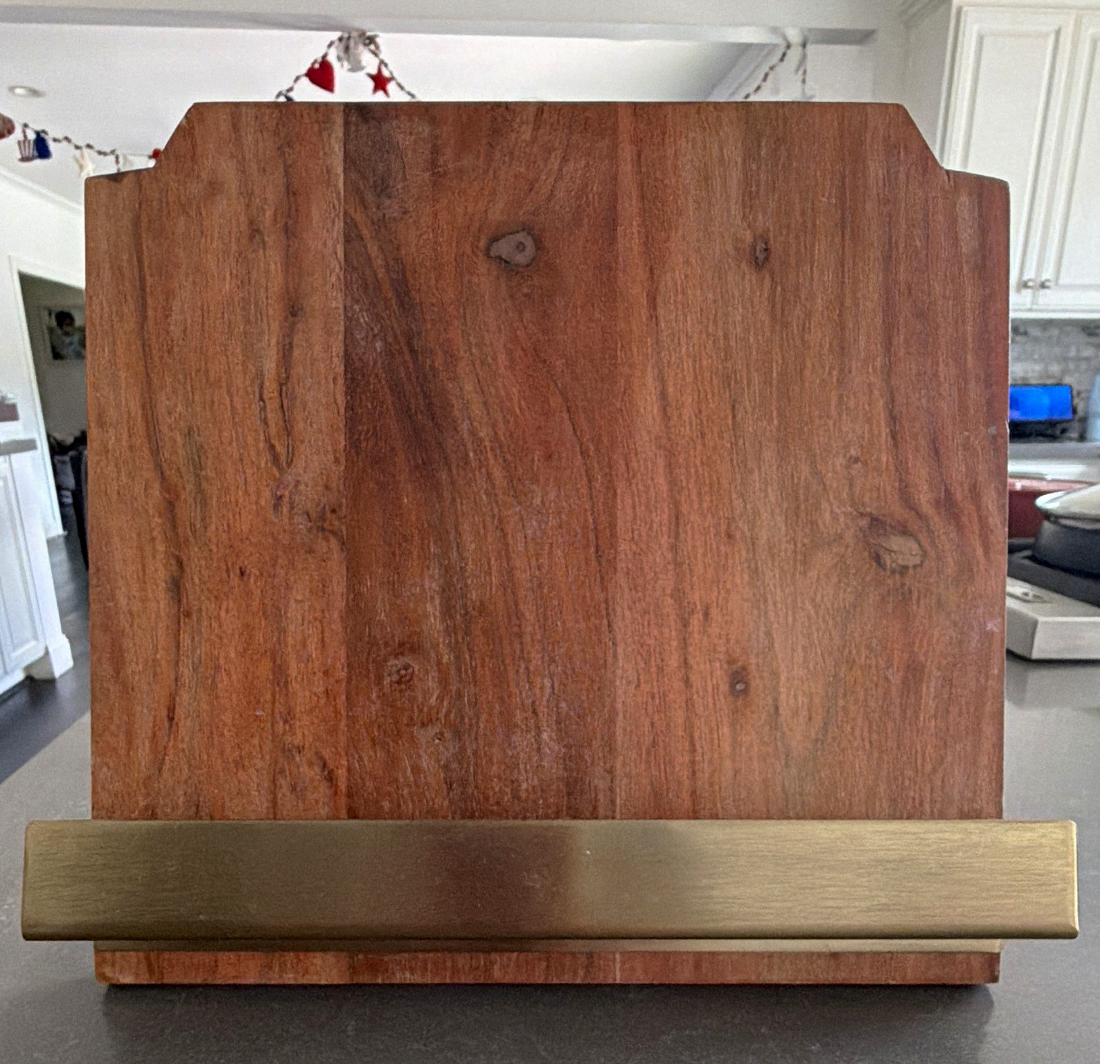 Heart of Home Hands Free Rectangular Wood & Metal Book Stand Brown Gold