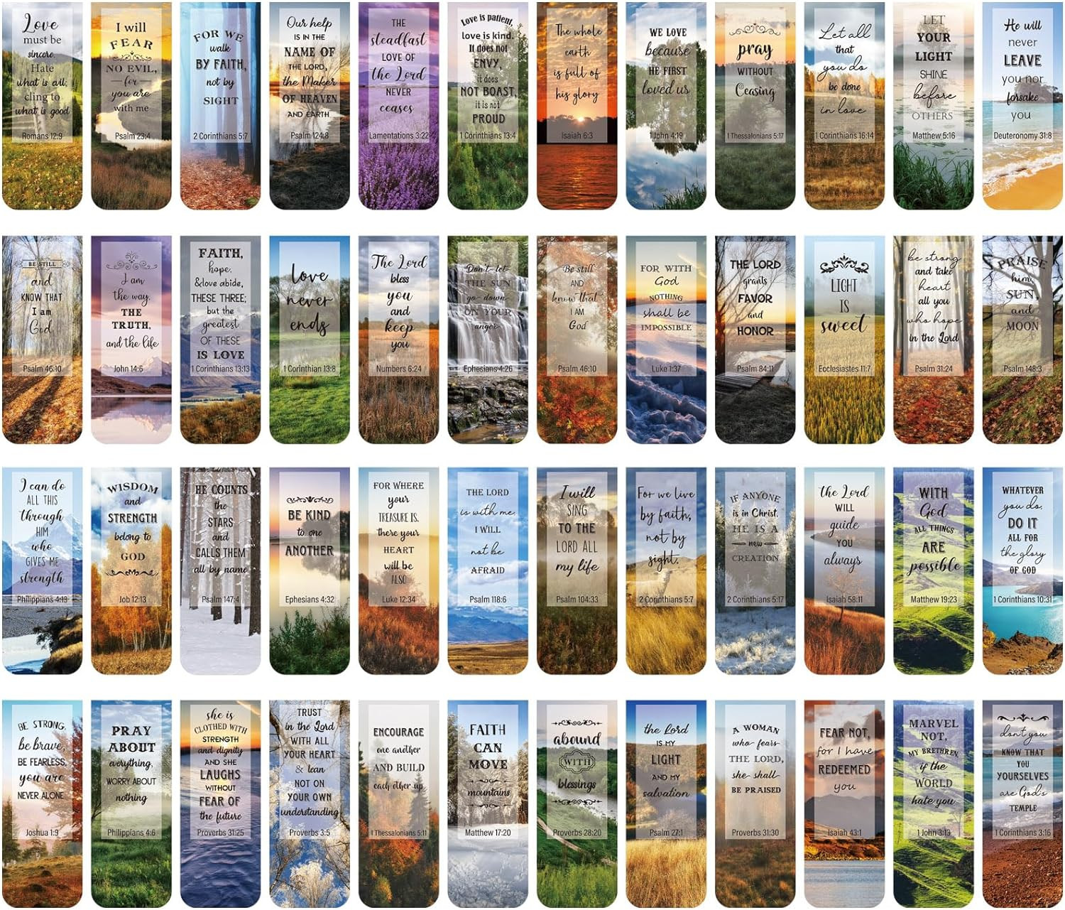 48 Pcs Bible Verse Magnetic Christian Bookmarks, 0.8X4.7In Inspirational Scriptu