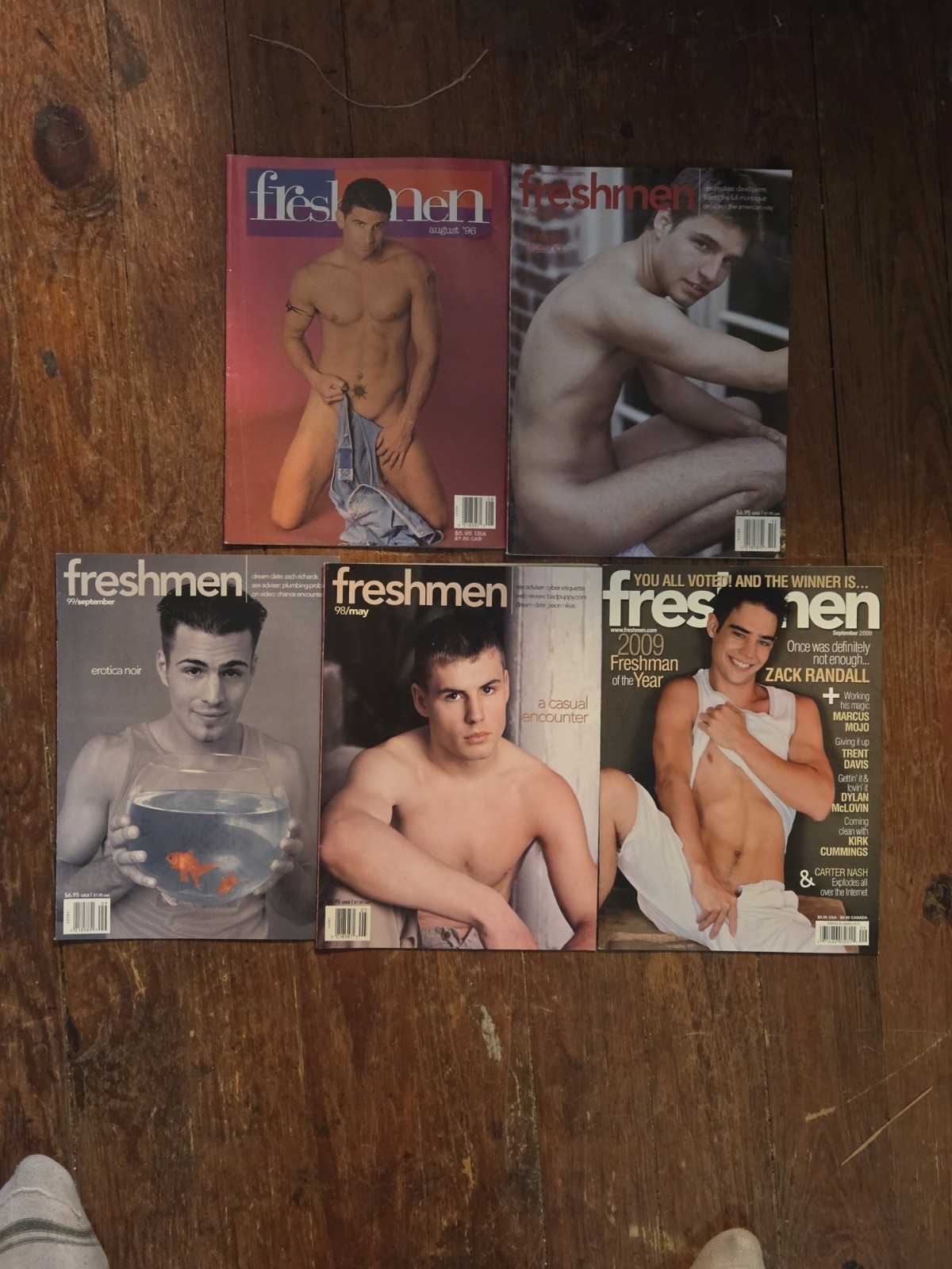 Rare Lot of 5 vintage Freshman Magazines from Late 1990s Nude Male Model RARE