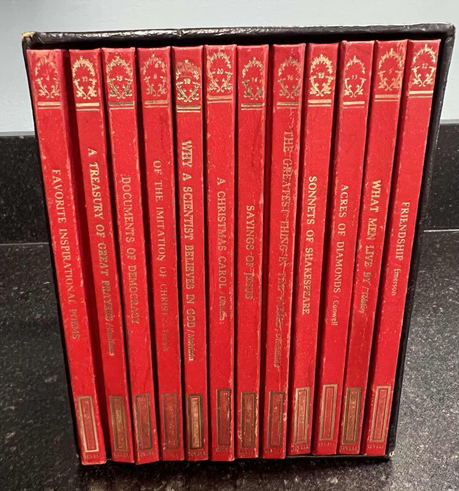 Vtg Fleming H. Revell Red Hardcover Gift Book Set 12 Volumes Classics & Religion