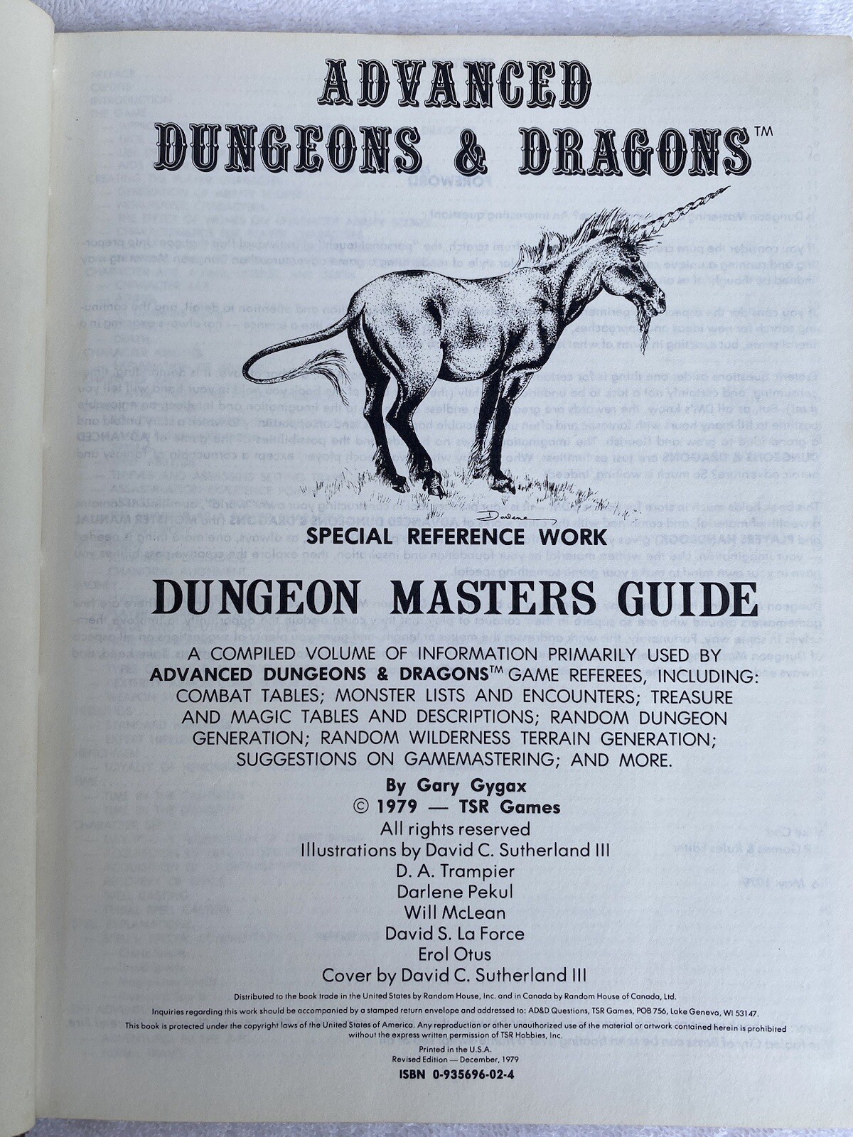 DUNGEON MASTERS GUIDE 1979/1980 6th Print D&D 1st Revised Edition 238 pages NM