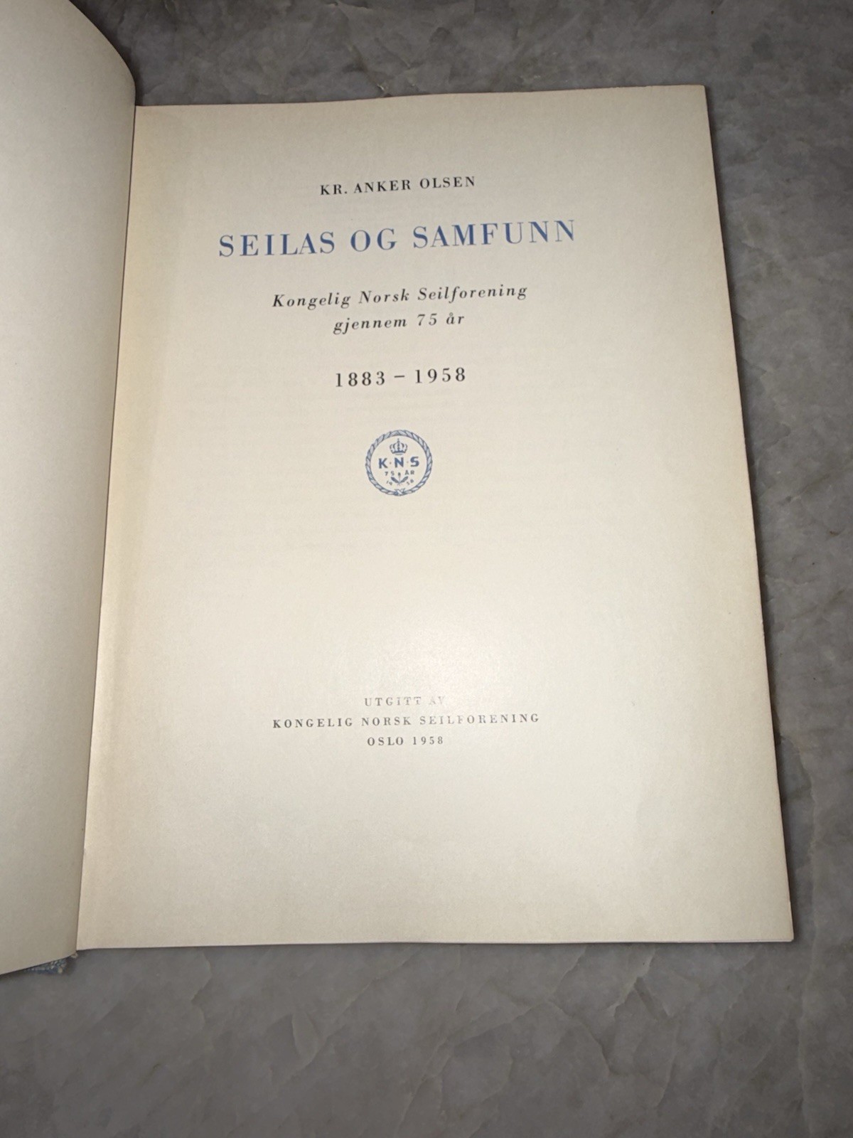 1958 LIMITED NUMBERED Norwegian Sailing History KNS Jubilee Edition No. 496 HC