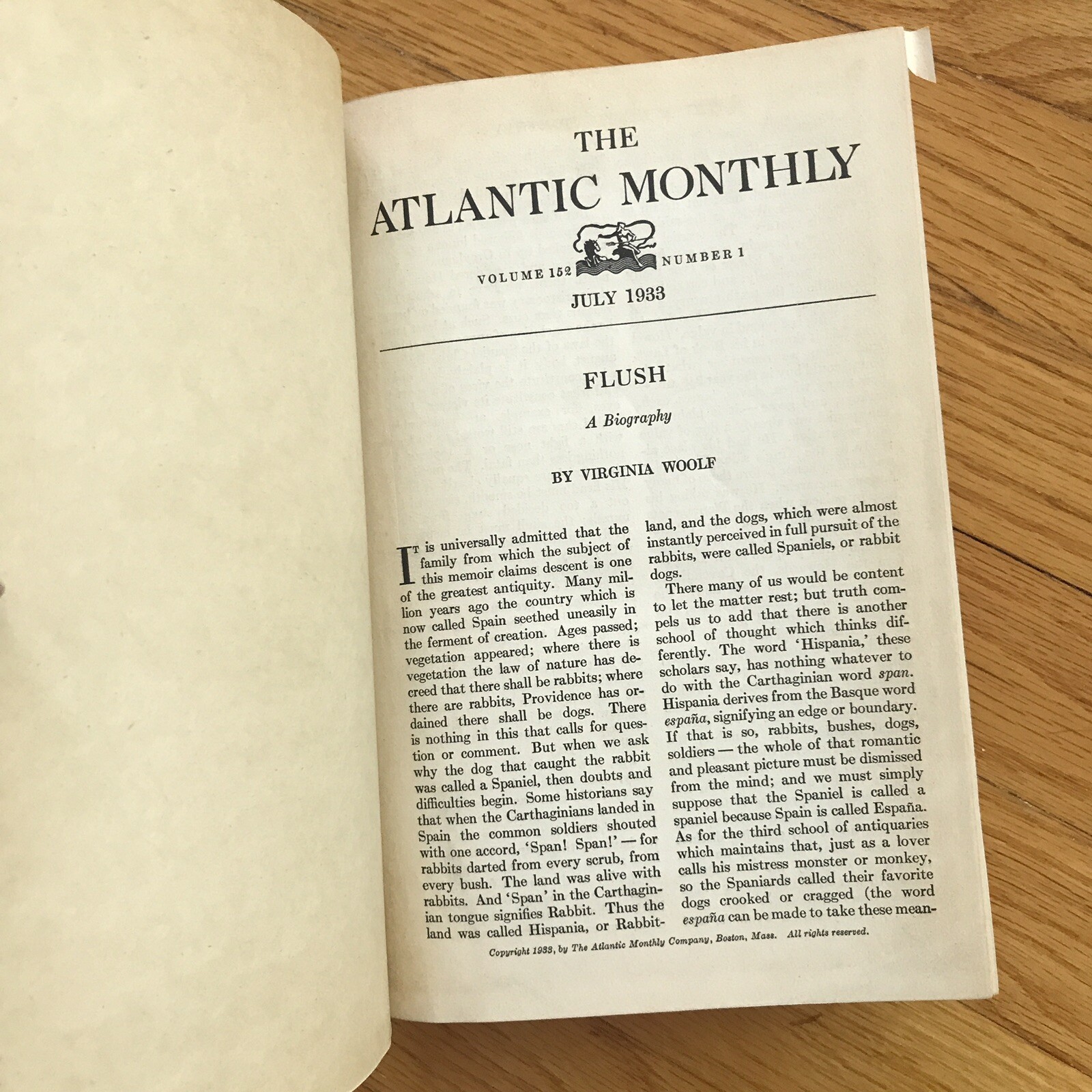 BOUND HC VOLUME—Atlantic Monthly Magazine (1933) Virginia Woolf ET AL—768 Pages!