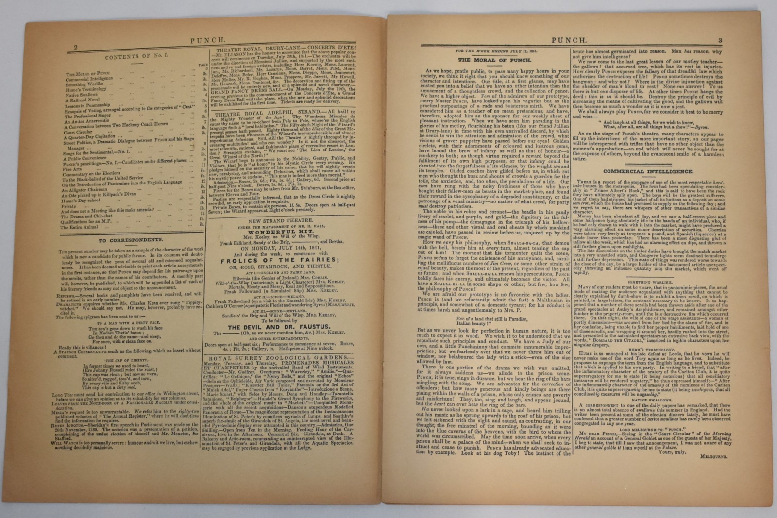 Reprint of the 1st Edition of Punch The London Charivari, published July 17 1841