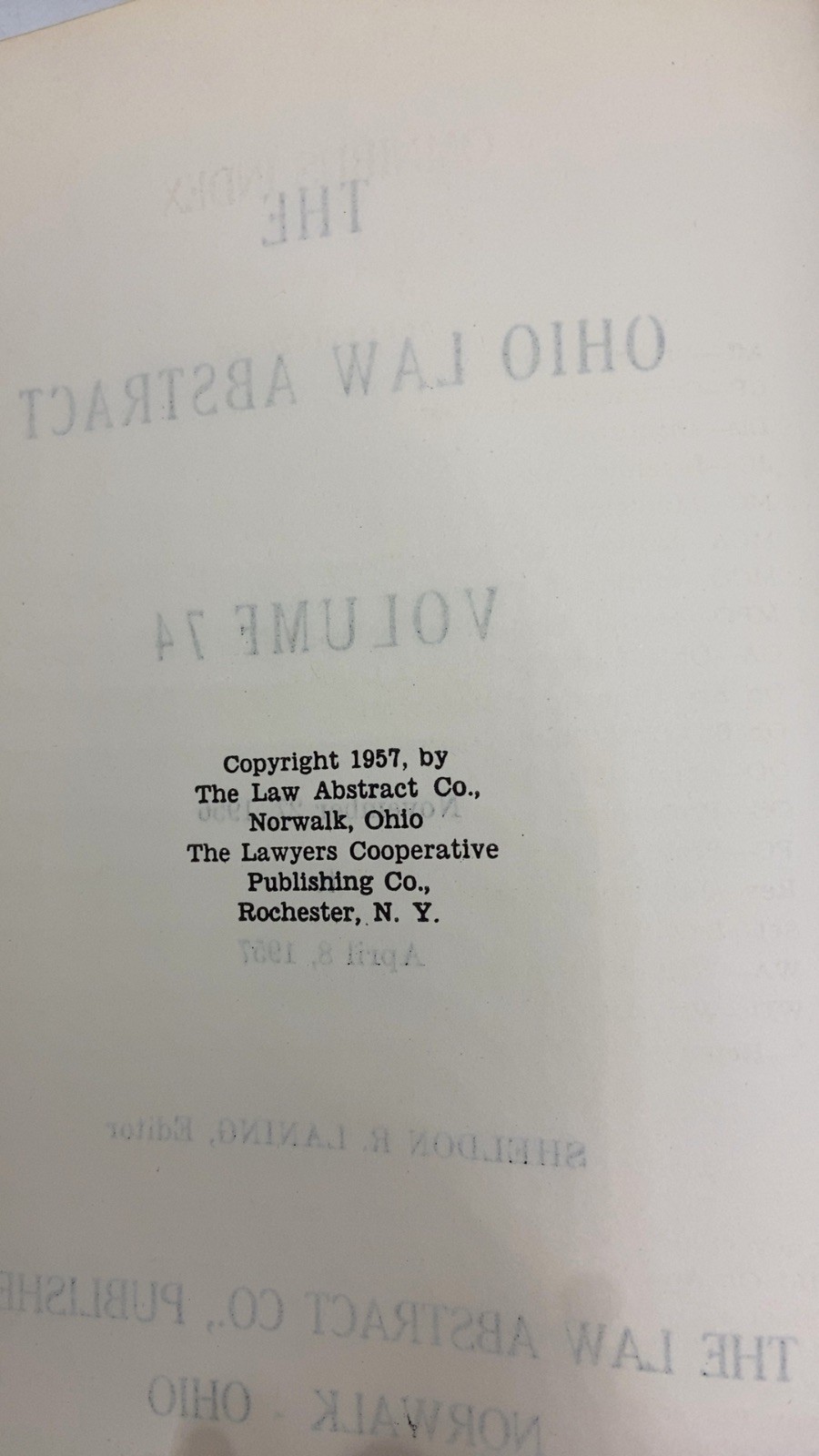 THE Ohio LAW Abstract Volume 74
