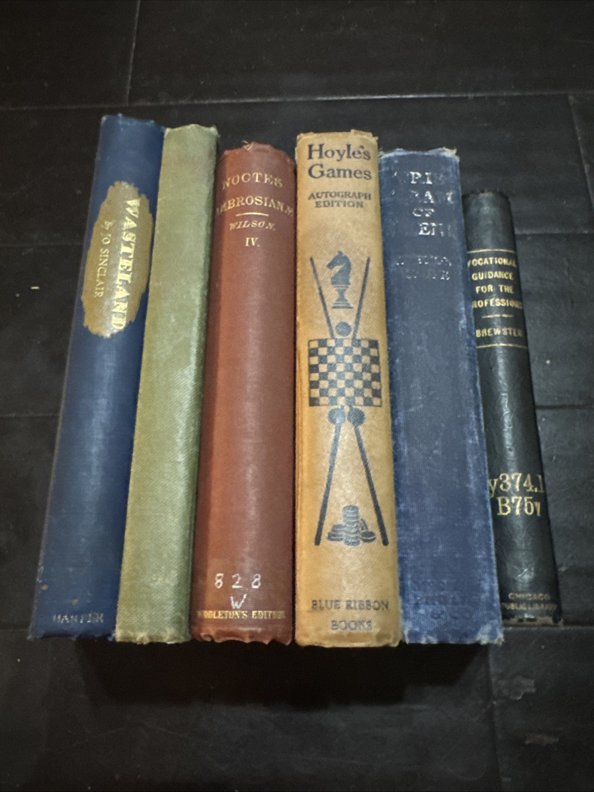 Lot of 6 Books Gilt Decorated Multicolor Staging Display Antique Old Vintage