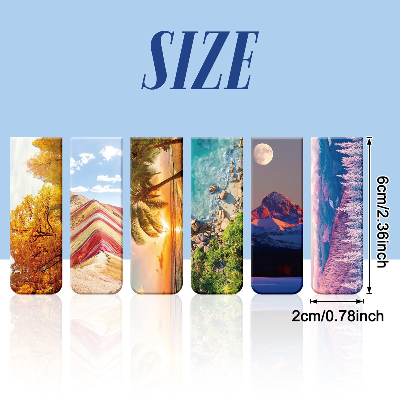 Tenare 12 Pcs Magnetic Bookmarks 12 6 x 2 cm / 2.3 x 0.8 inches, Multicolored
