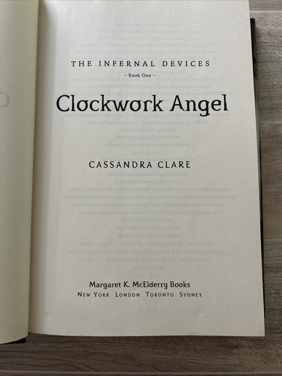 Clockwork Angel Cassandra Clare 1st Edition Hardcover 2010 Infernal Devices
