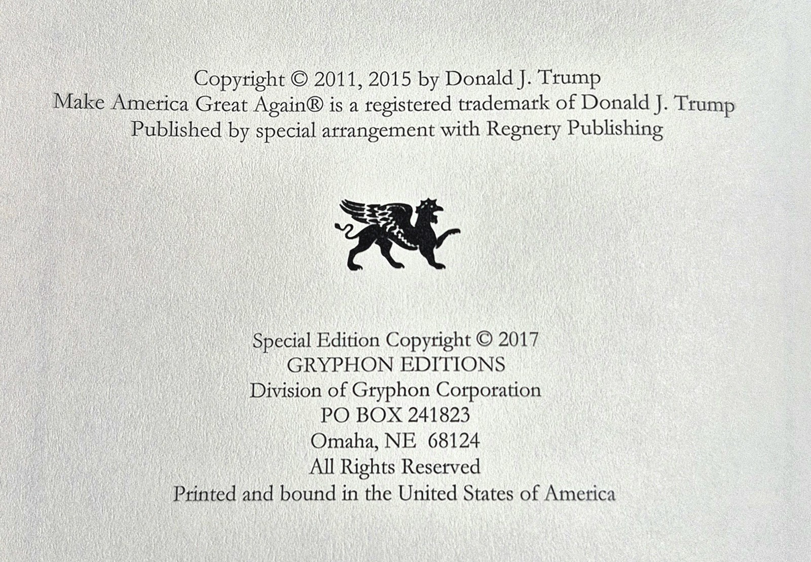 Make America Great Again • Trump ( 2017• Inaugural Edition • Gryphon • Leather)