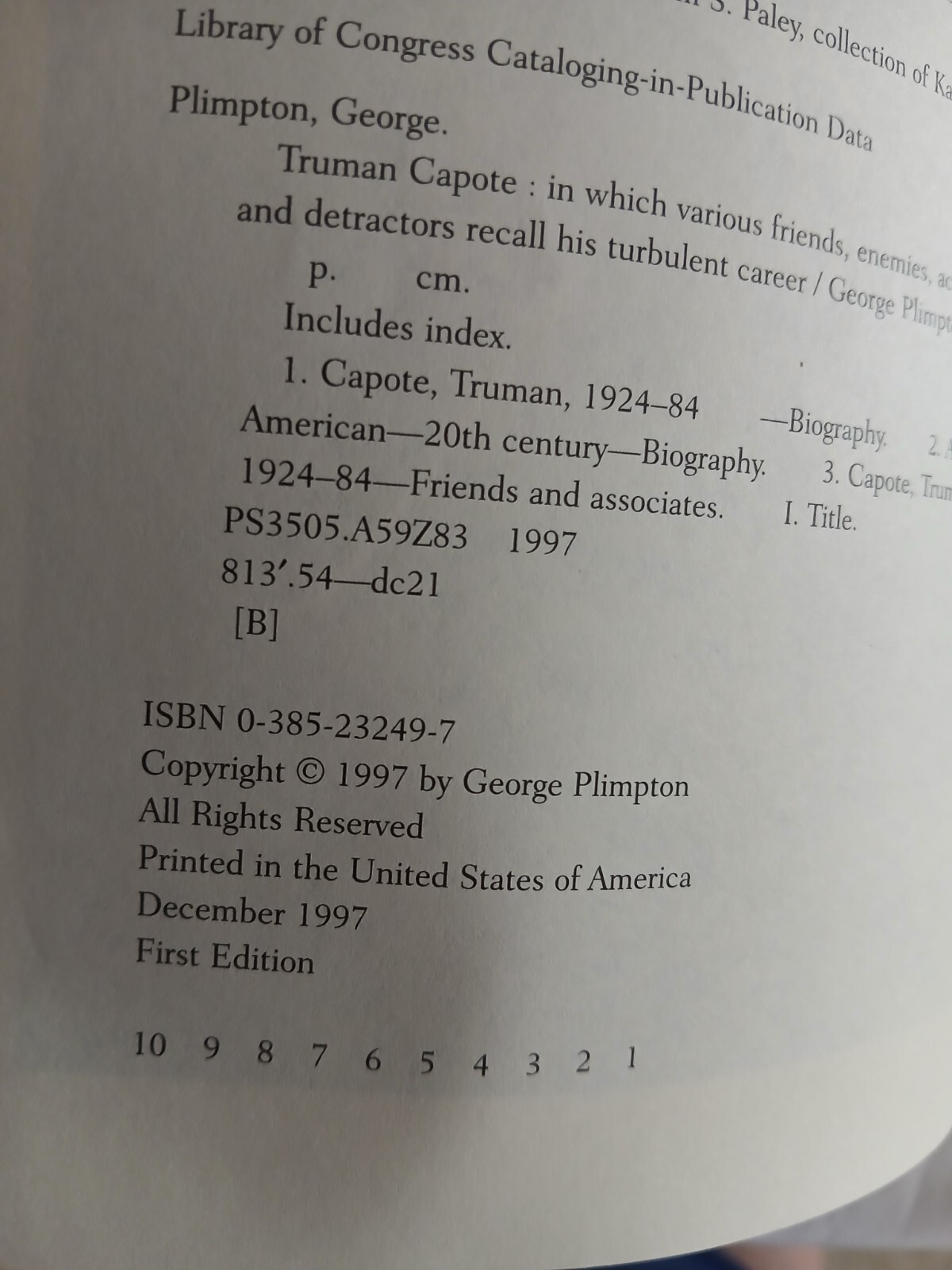 Truman Capote 1997 By George Plimpton Paperback 498 Pages