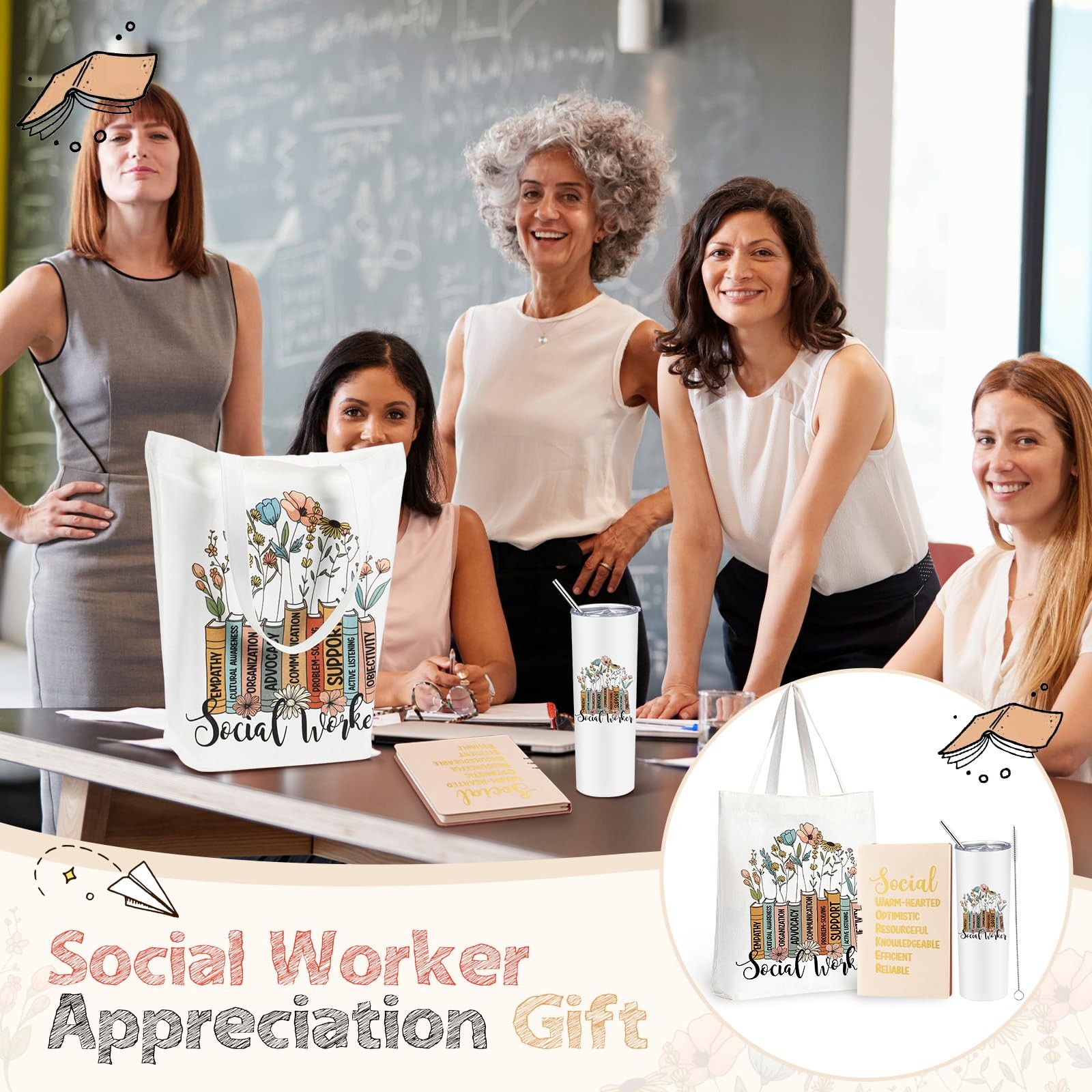 3 Pcs Social Worker Graduation Gift for Women Include 20 oz Tumbler Cup Canva…