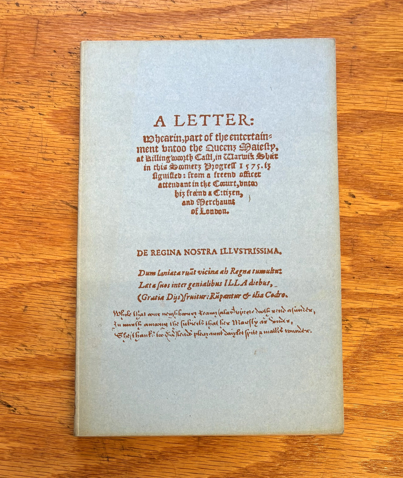 Robert Laneham A LETTER 1575 Queen Elizabeth entertainment facsimile Scolar 1969