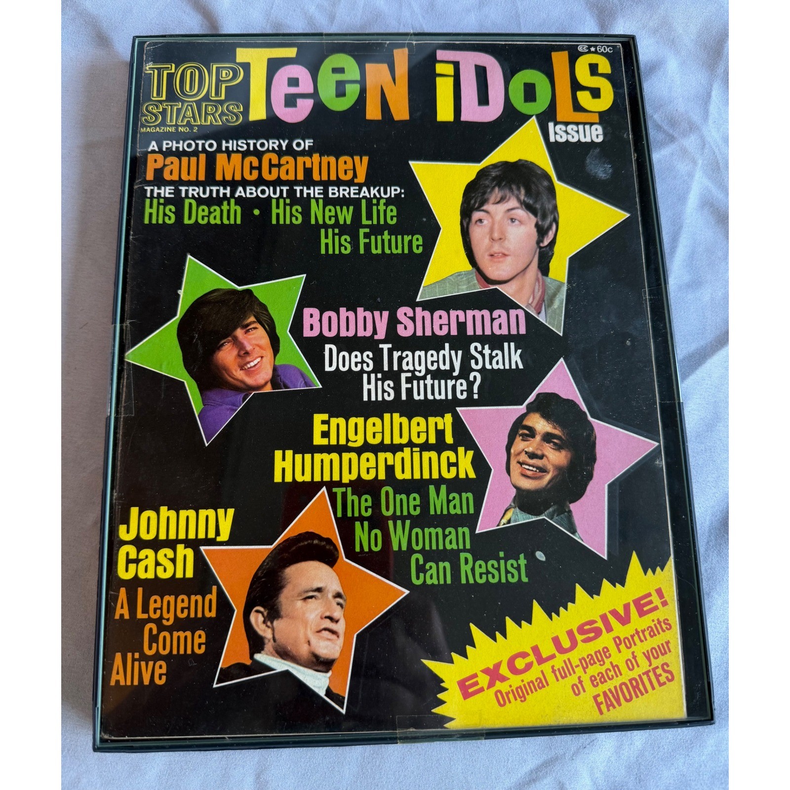 Vintage Top Stars Teen Idols Magazine No 2 Paul McCartney Johnny Cash Framed