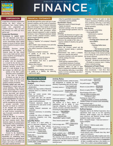 Finance (Quickstudy: Business) – Pamphlet By BarCharts, Inc. – GOOD