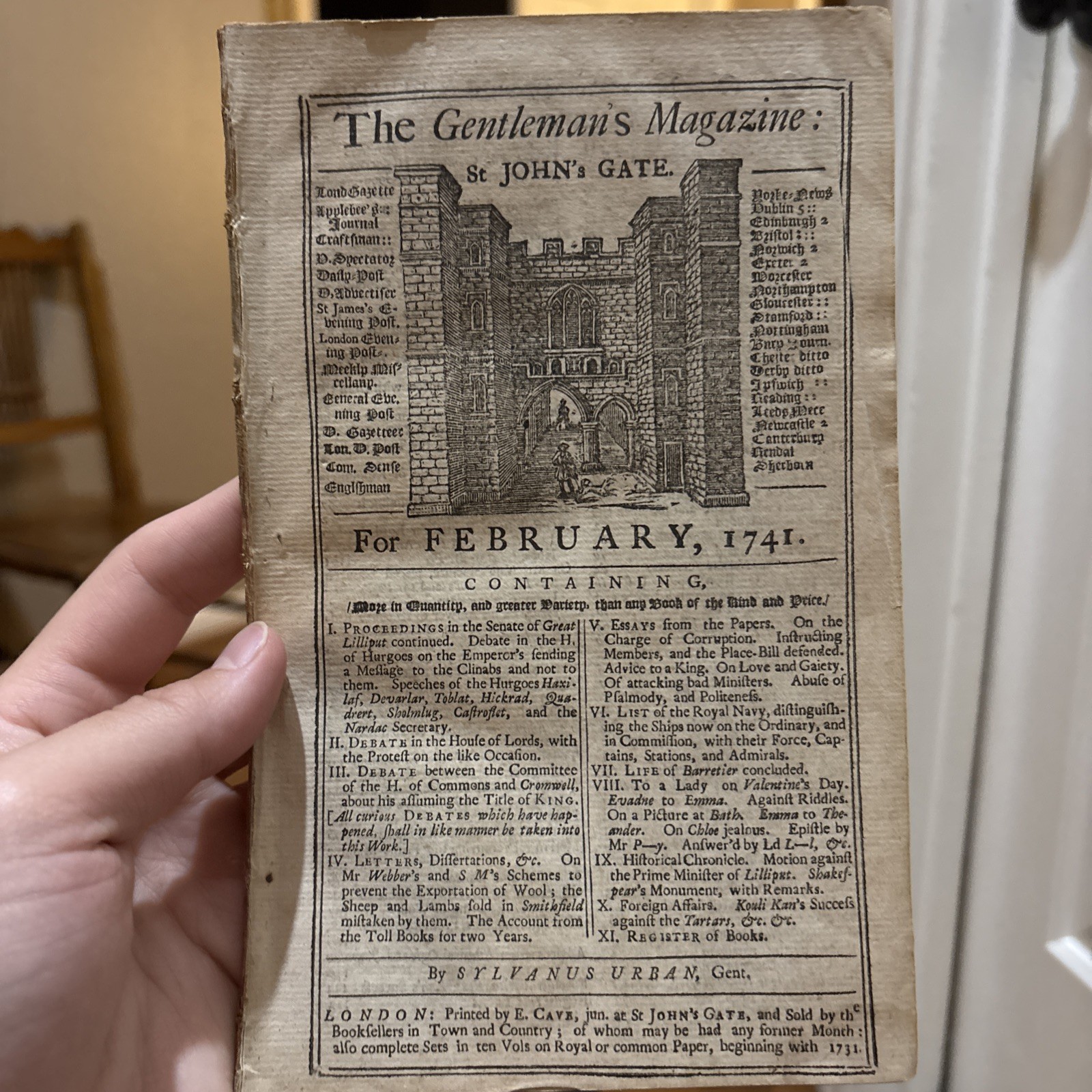 The Gentleman’s Magazine, February 1741, St John’s Gate/Senate of Great Lilliput
