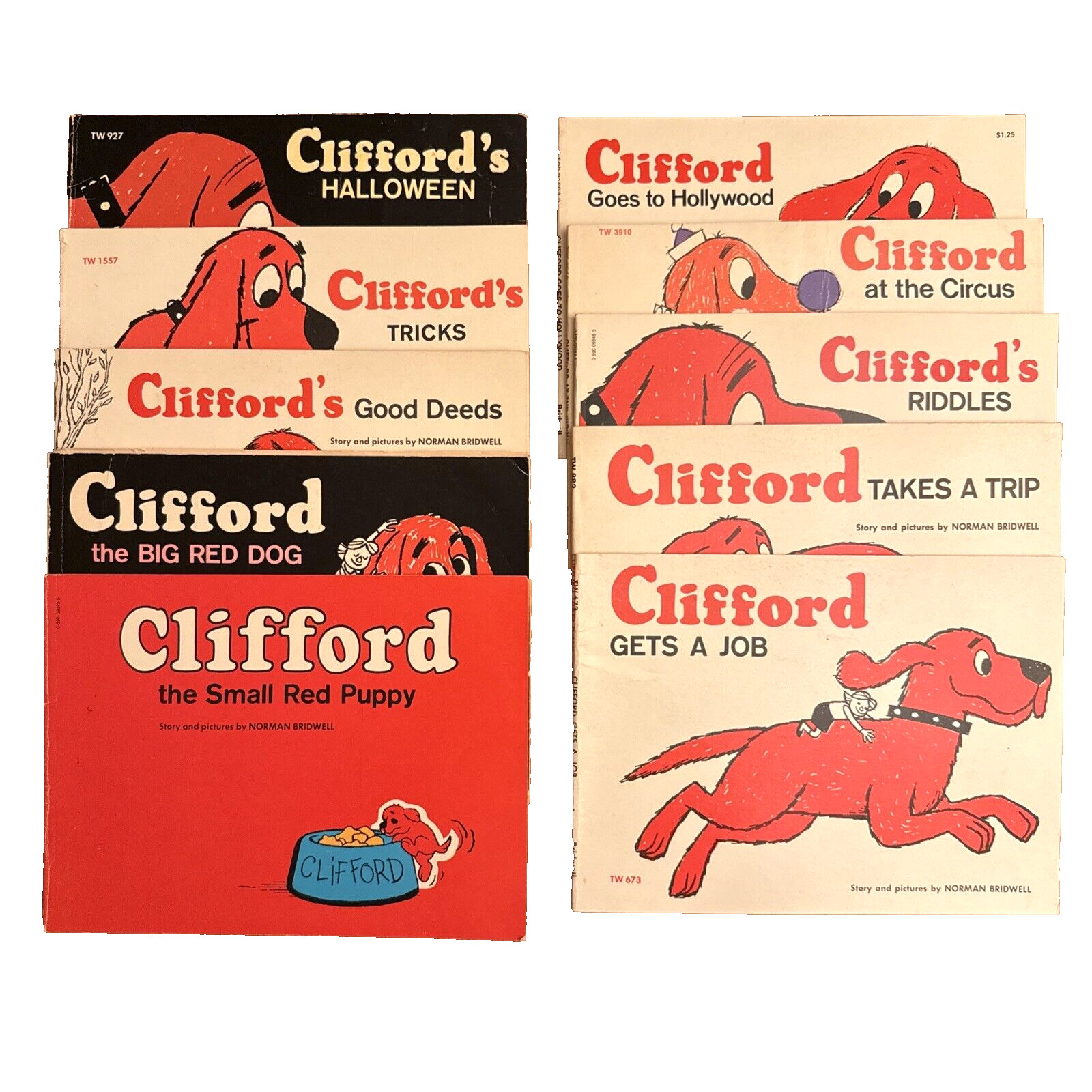 Vintage 70s Clifford Books Lot Set of 10 Softcover Norman Bridwell Rectangular