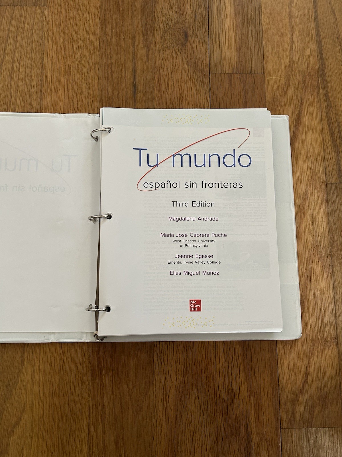 Tu Mundo Español Sin Fronteras Looseleaf Third Ed Magdalena Andrade In Binder