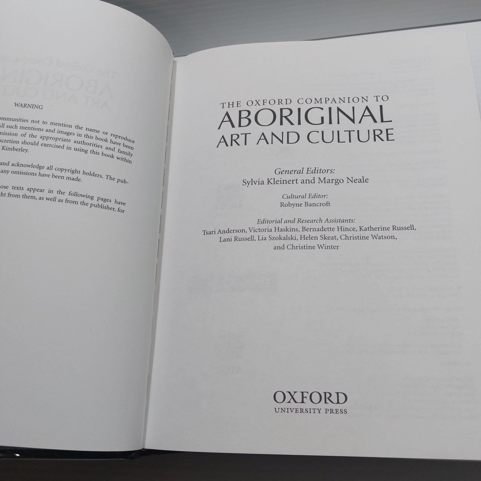 The Oxford Companion to Aboriginal Art and Culture Kleinert Neale 2000 Hardcover