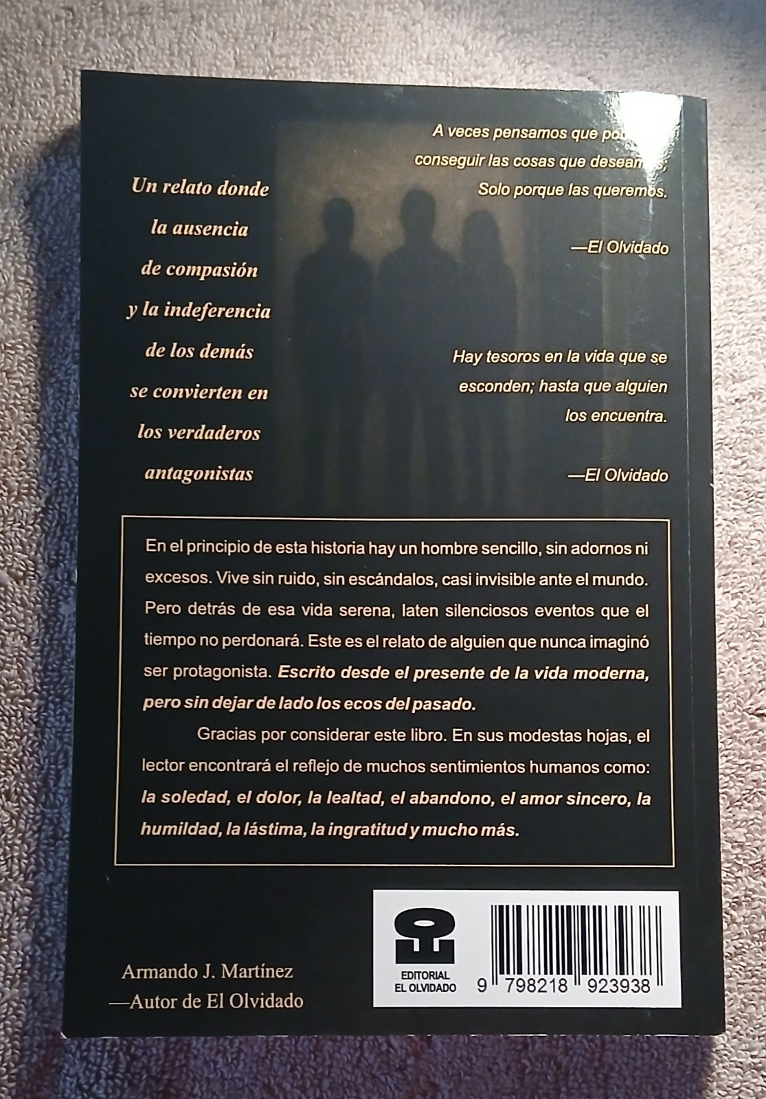 EL OLVIDADO Novela en Español por Armando J. Martinez Drama Humano y Reflexivo