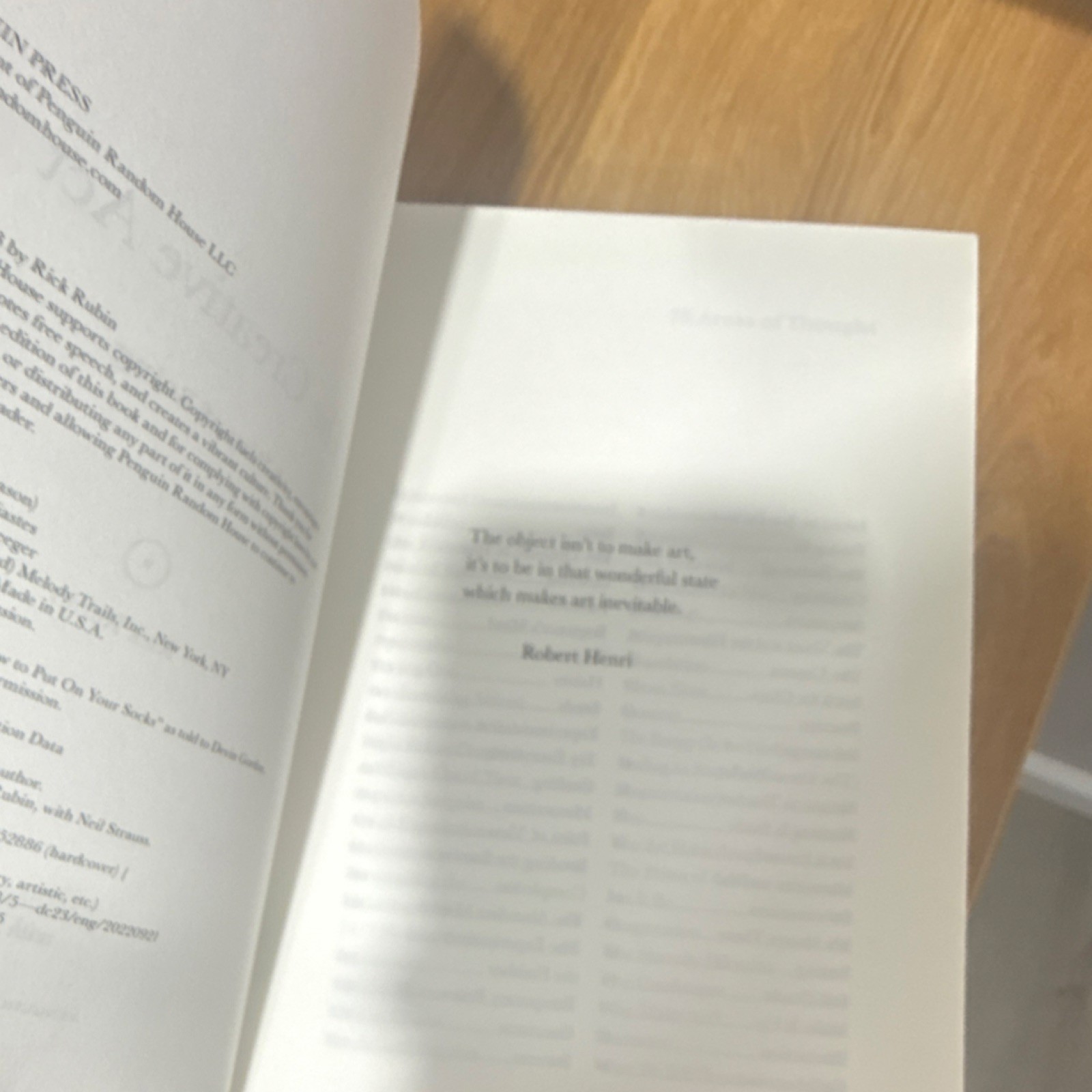 The Creative Act: A Way of Being by Rick Rubin Hardcover Penguin Creativity Book