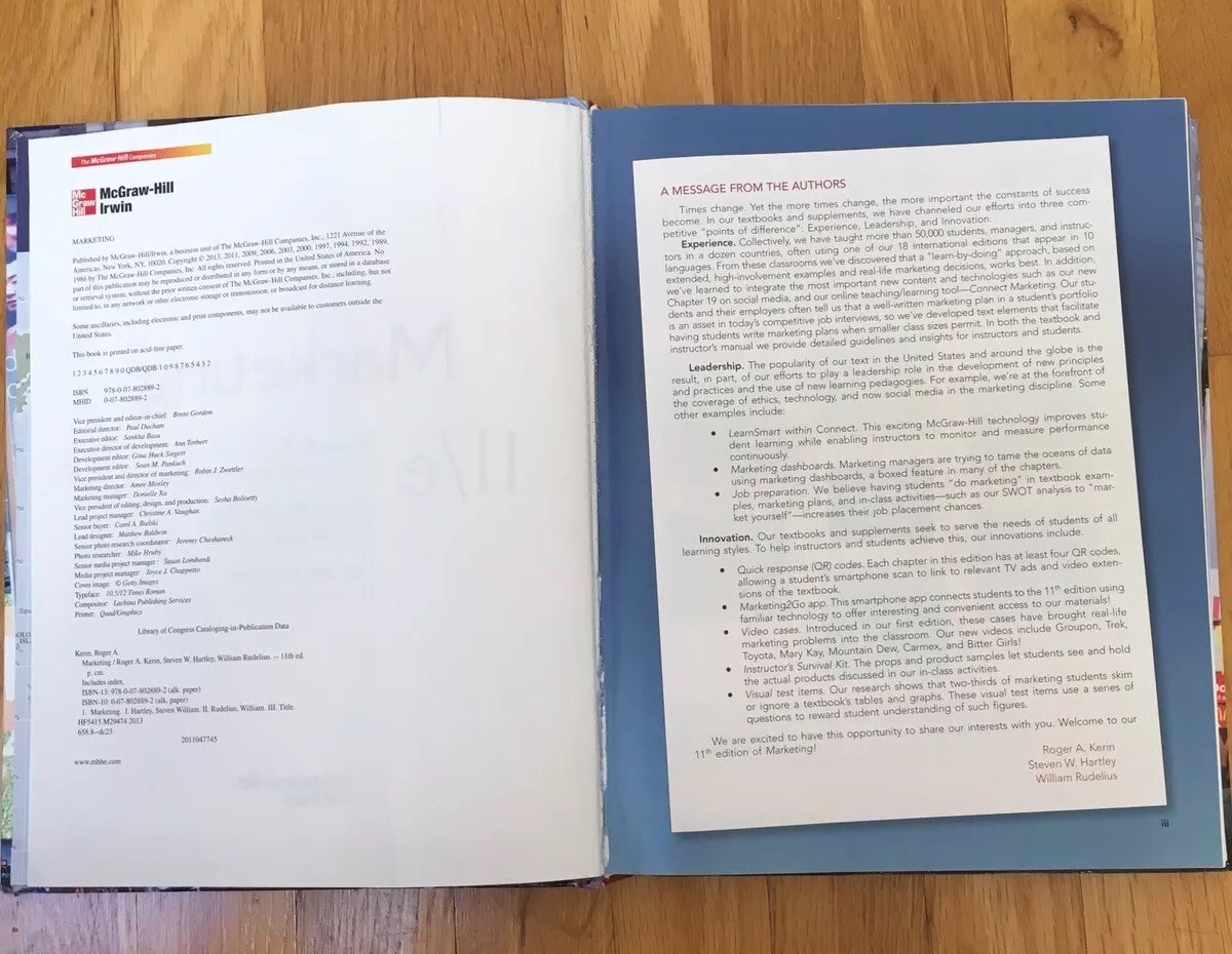 Marketing by Kerin, Hartley, Rudelius Eleventh Edition Hardcover 2012
