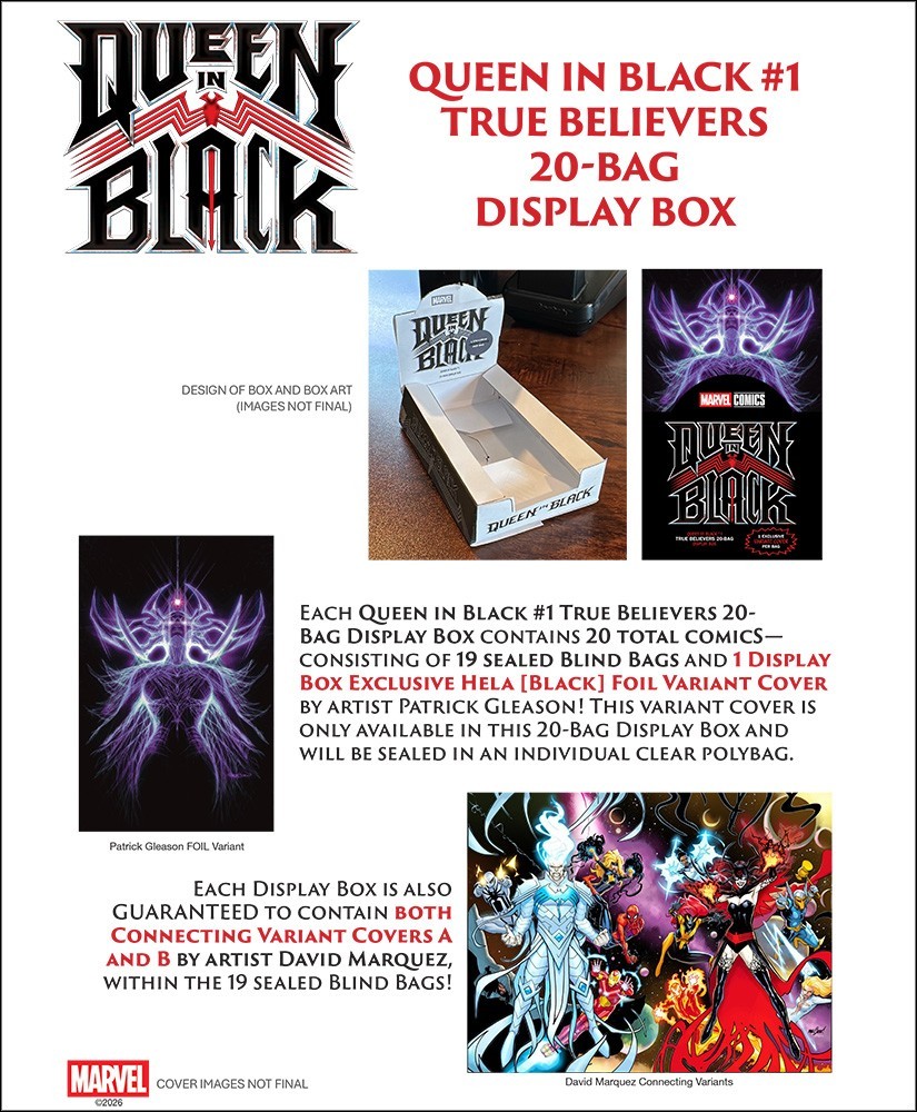 Queen In Black #1 True Believers Blind Bag 20-copy variant box – PRESALE July 22