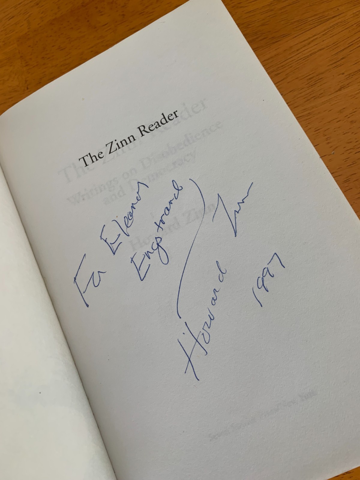 The Zinn Reader – Howard Zinn – signed – Softcover