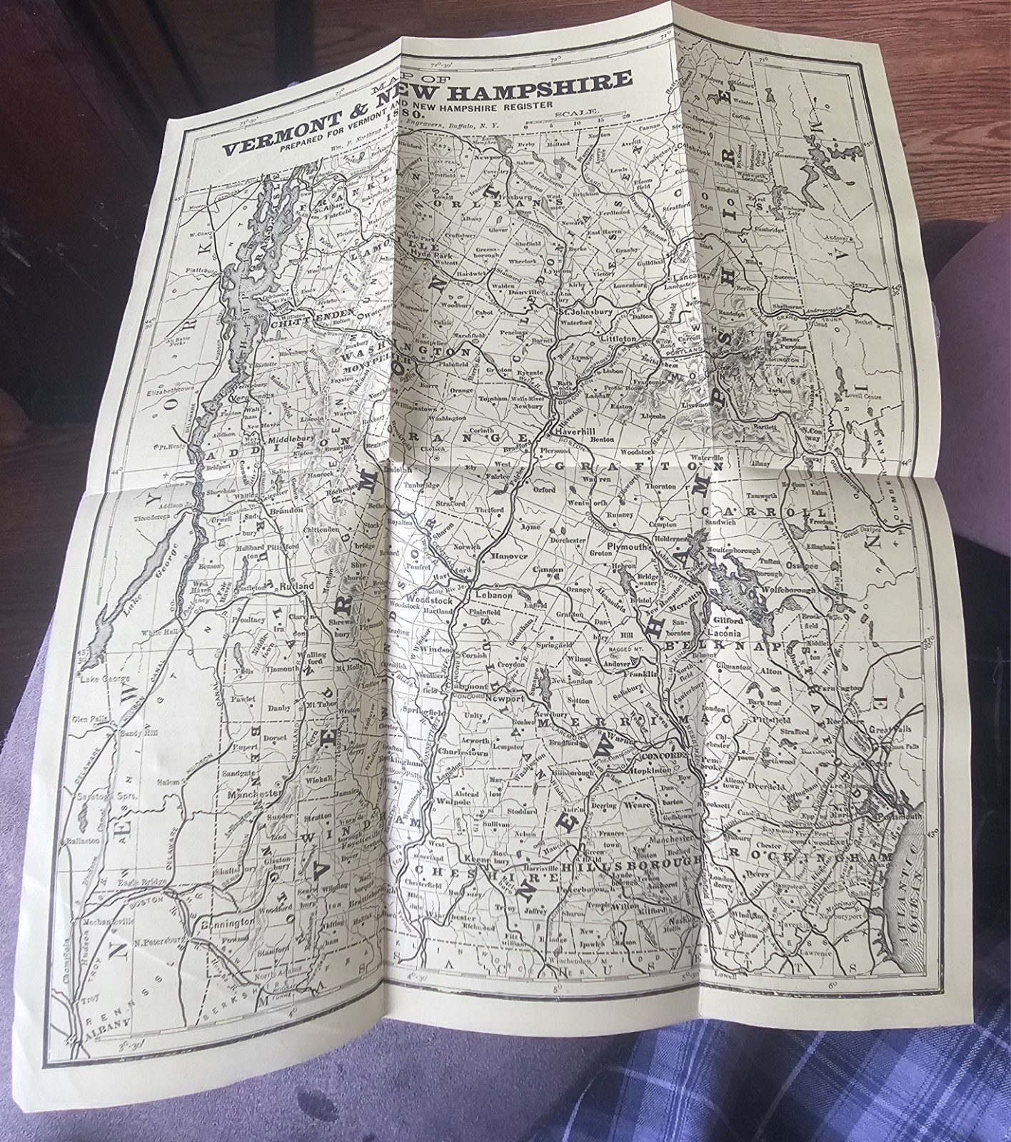 Amazing Old 1882 New Hampshire Business Directory Fold-Out Map- See Photos