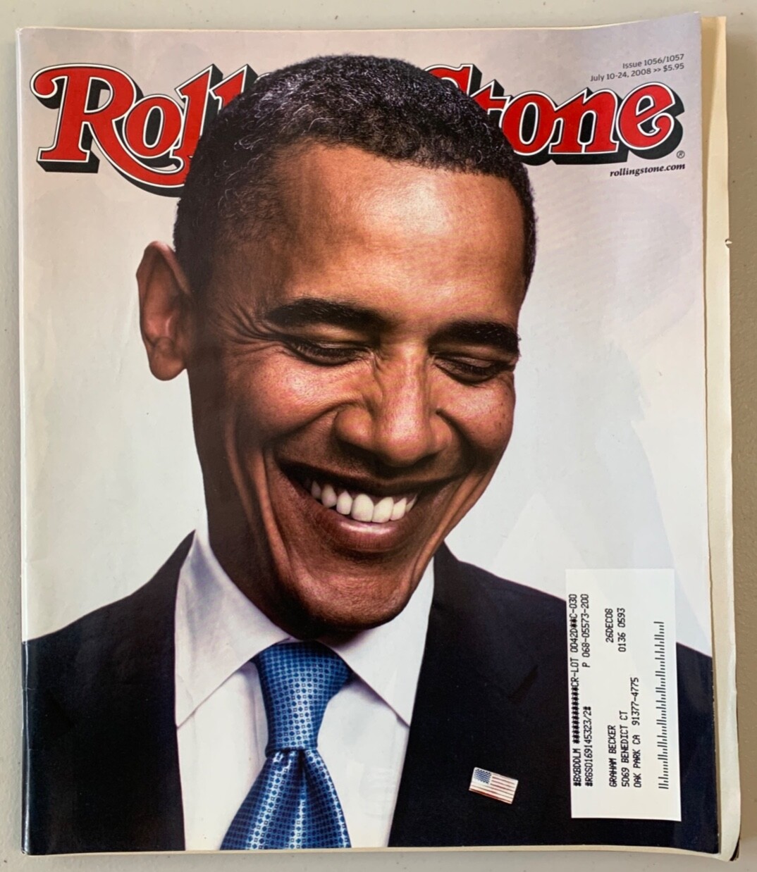 BARACK OBAMA / ROLLING STONE MAG / JULY 10 -24 2008 / RUSH: NEIL PEART / VG+