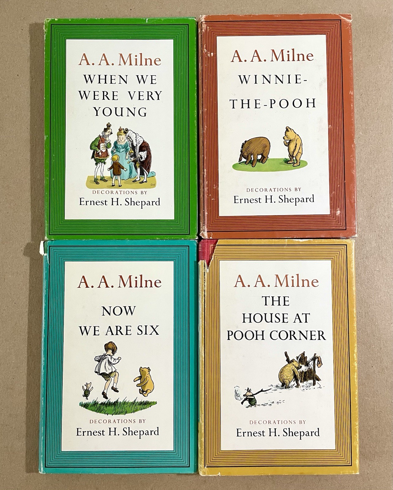 4 LOT: Winnie the Pooh Series, A.A. Milne, 1961 Reprint, HC/DJ, GOOD