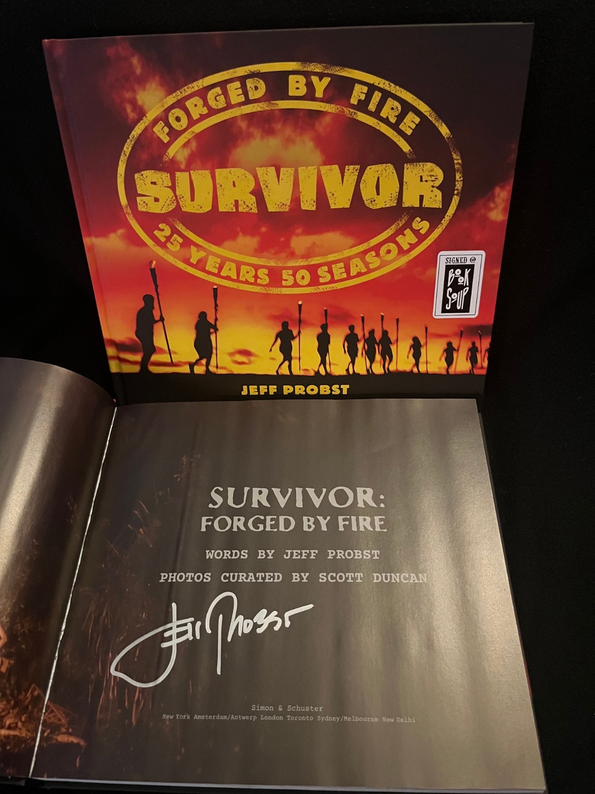 Jeff Probst signed Survivor Forged By Fire 1st printing HC book NOT TIPPED