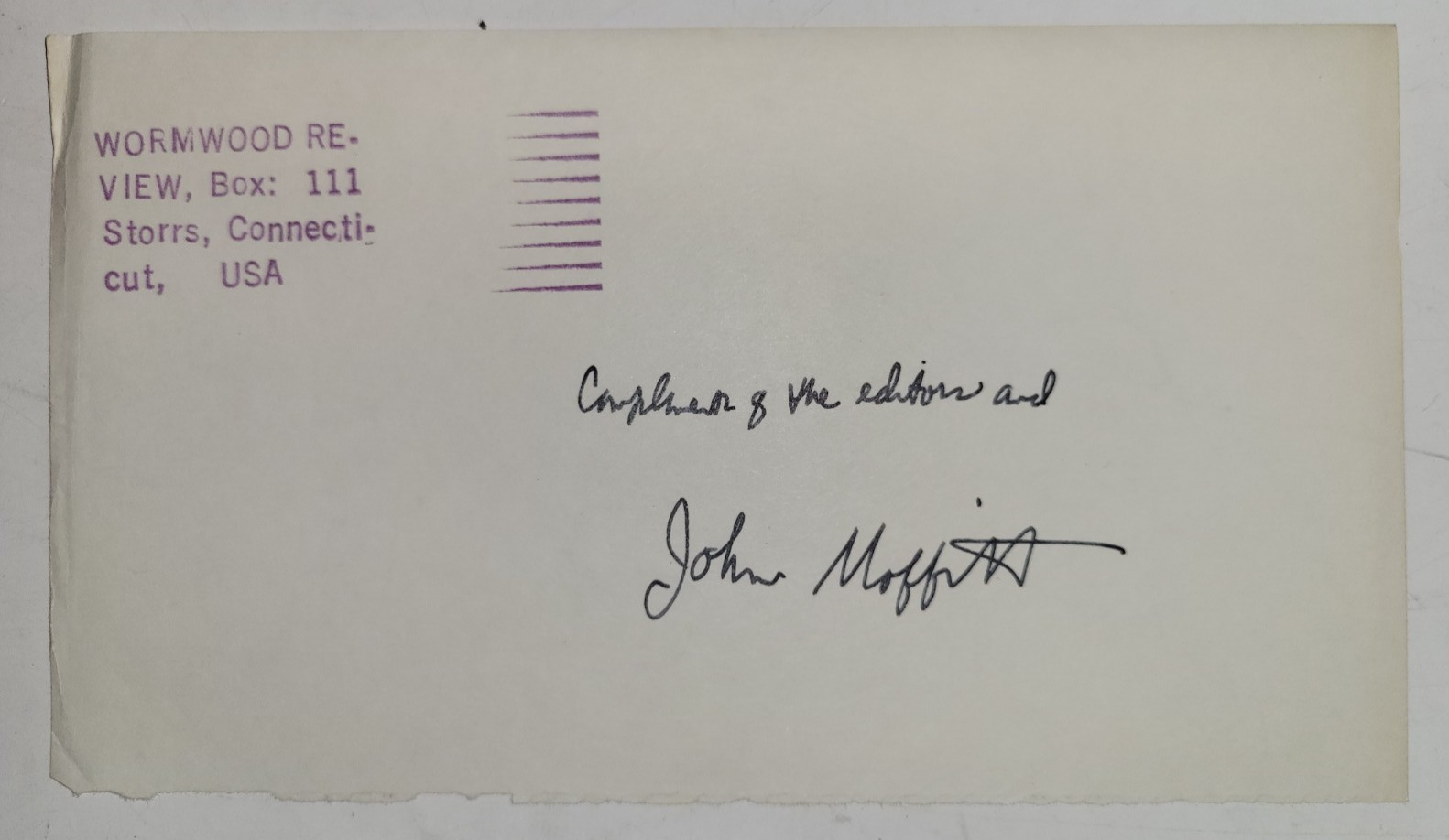 Wormwood Review 8 1962 Bukowski For Jane 1st Russell Edson Signed Moffitt