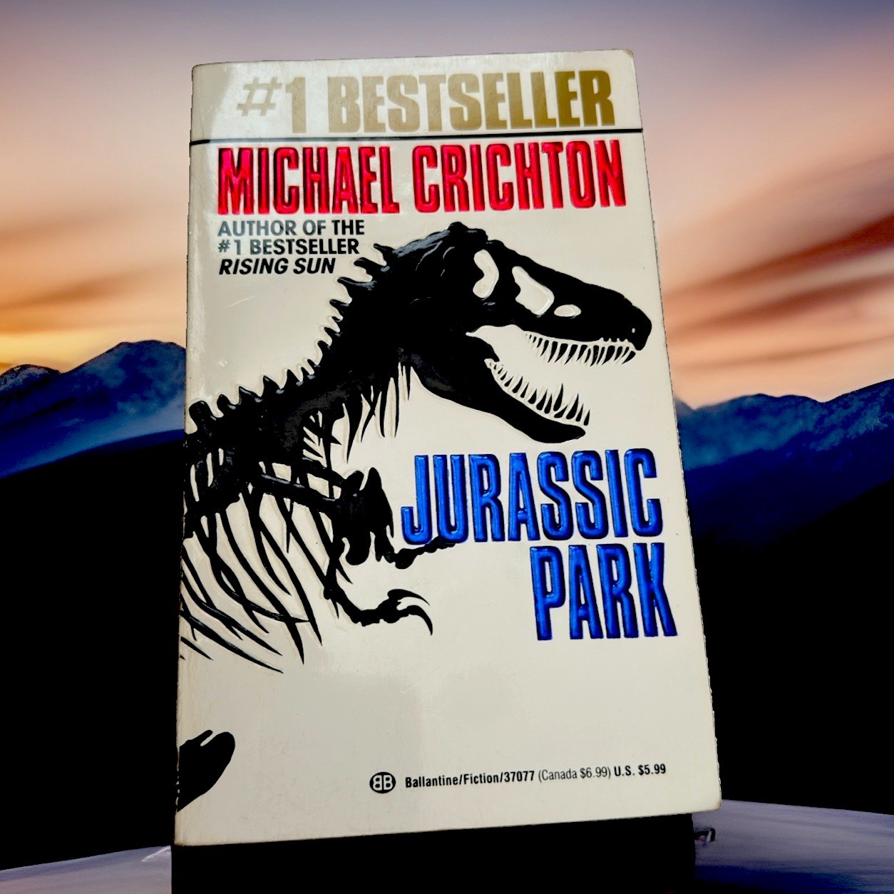 Jurassic Park by Michael Crichton – 1991 Paperback – Ballantine – Embossed Cover