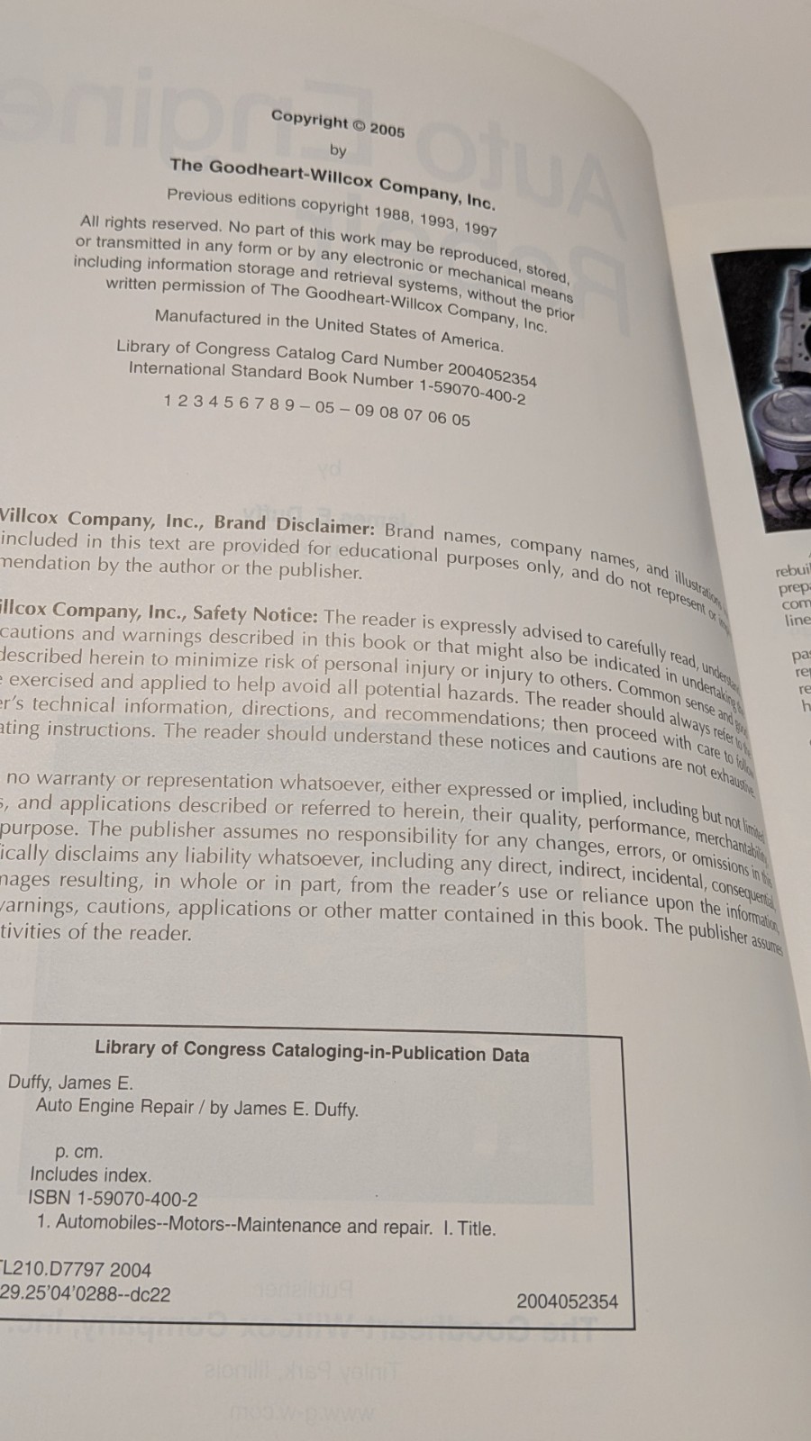 Auto Engine Repair Preperation for Certifgicaiton A1 James E. Duffy 1590704002