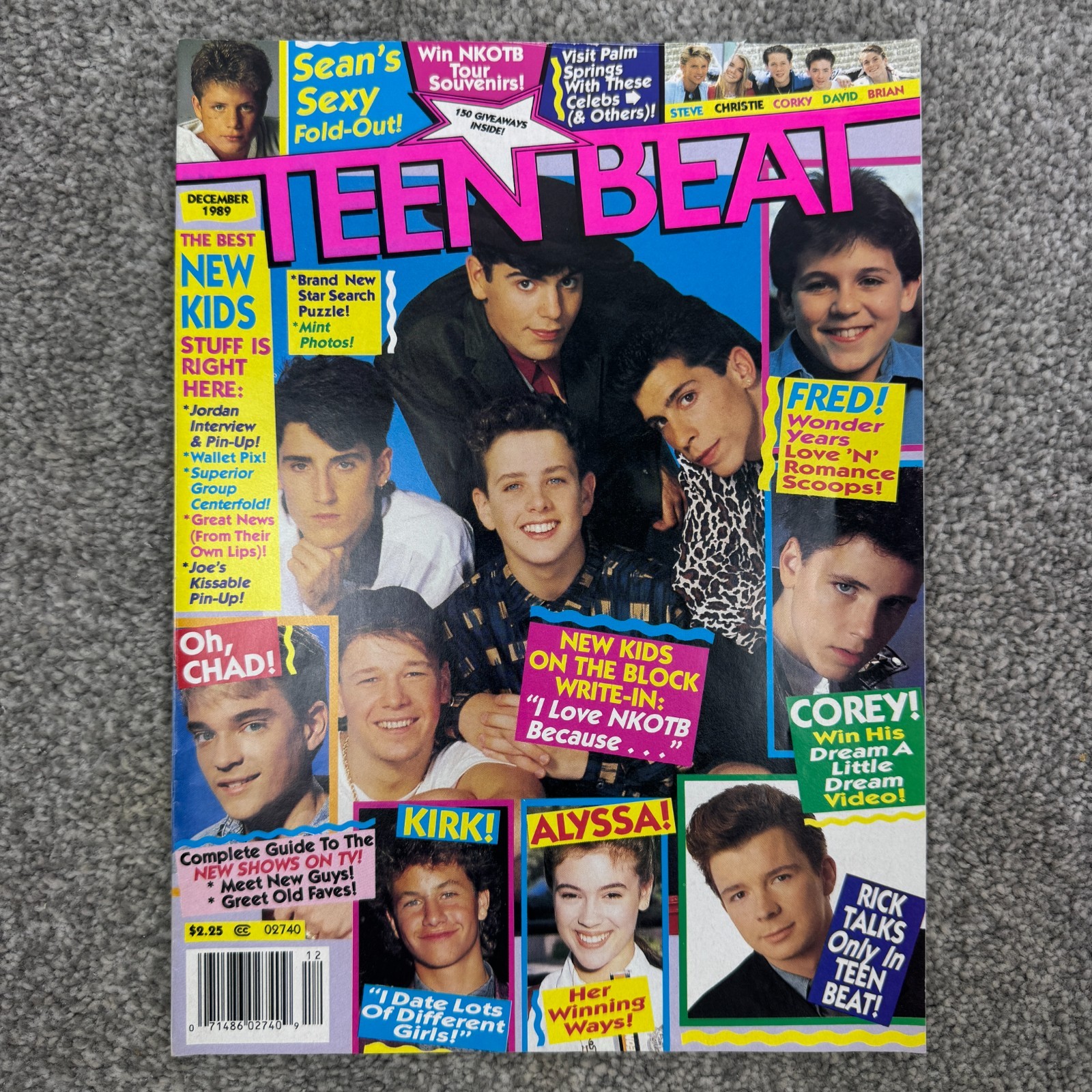 Tiger Beat Magazine December 1989 NKOTB Kirk Cameron Rick Astley & Alyssa Milano