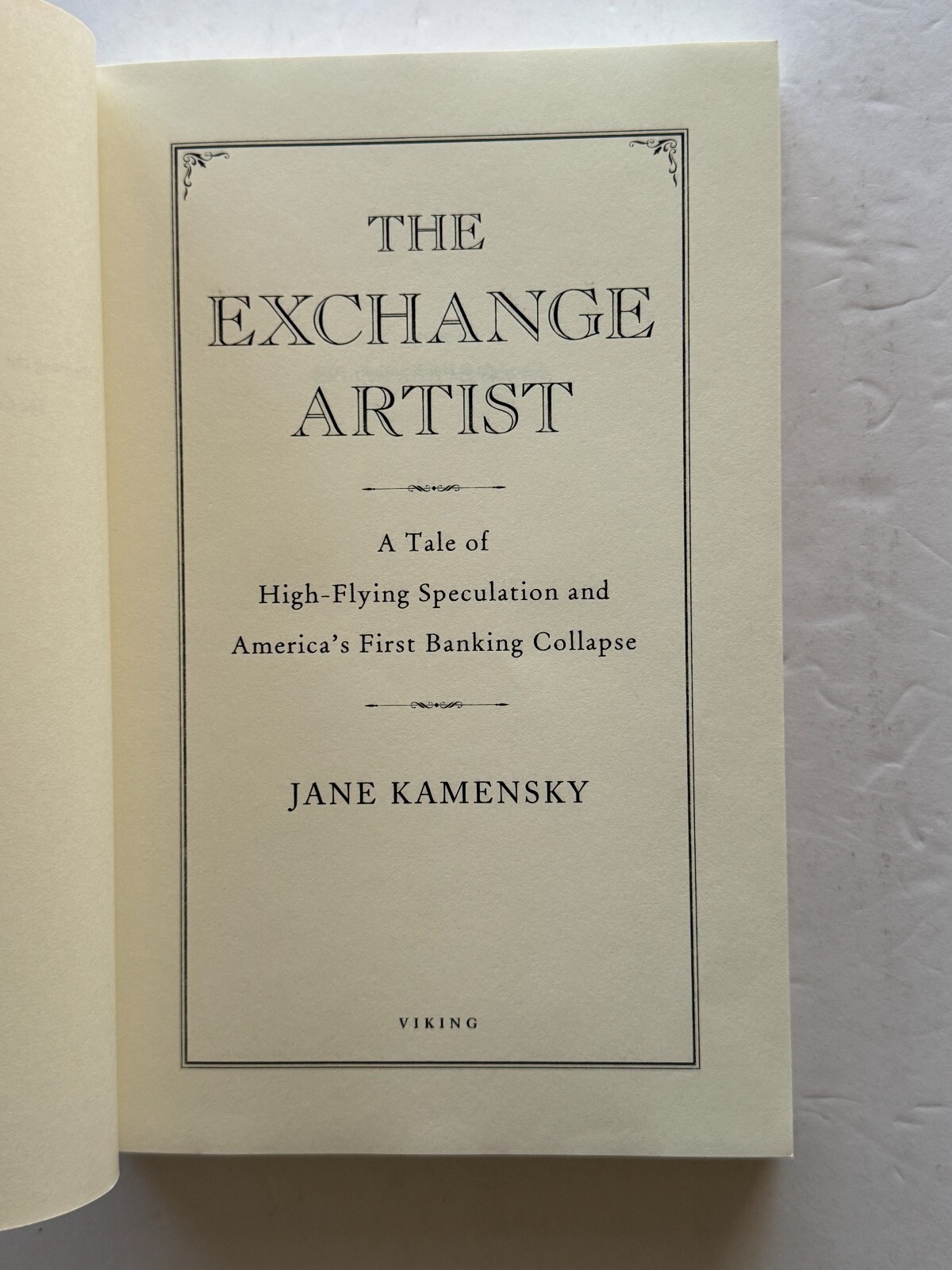 The Exchange Artist by Jane Kamensky Advanced Reading Copy ARC & Agent’s letter